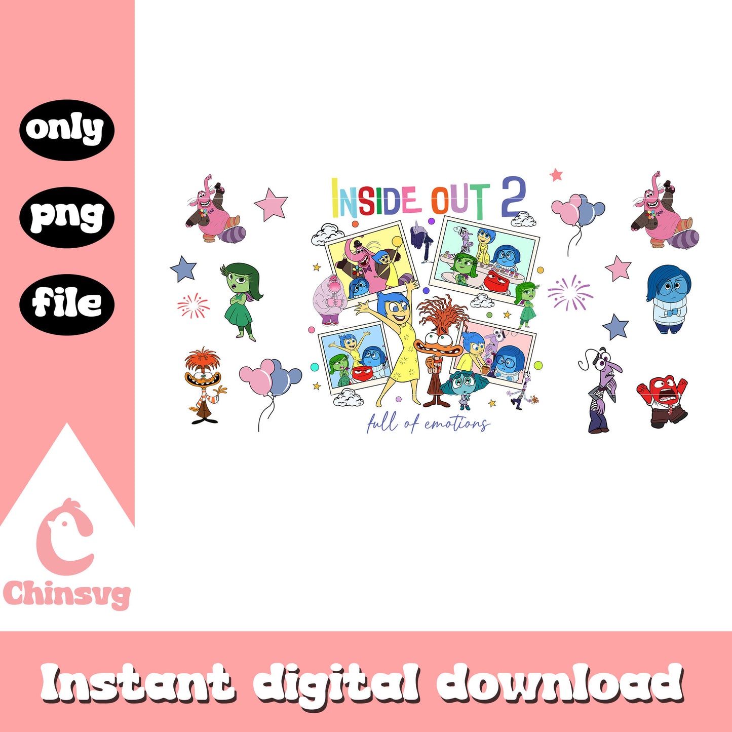 Characters inside out 2 and friends cup wraps png, inside out 2 png