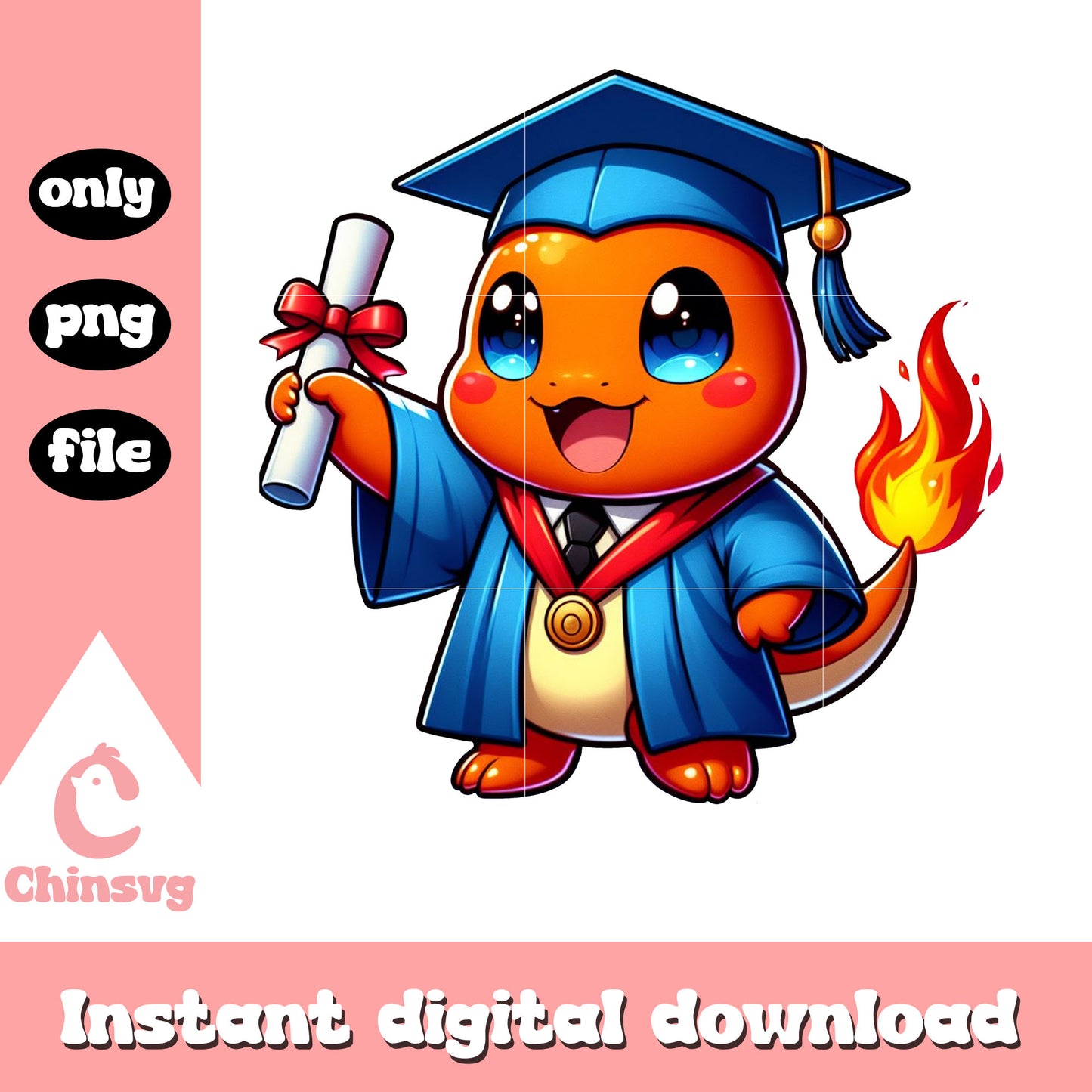Charmander pokemon chibi graduation png, graduation design png