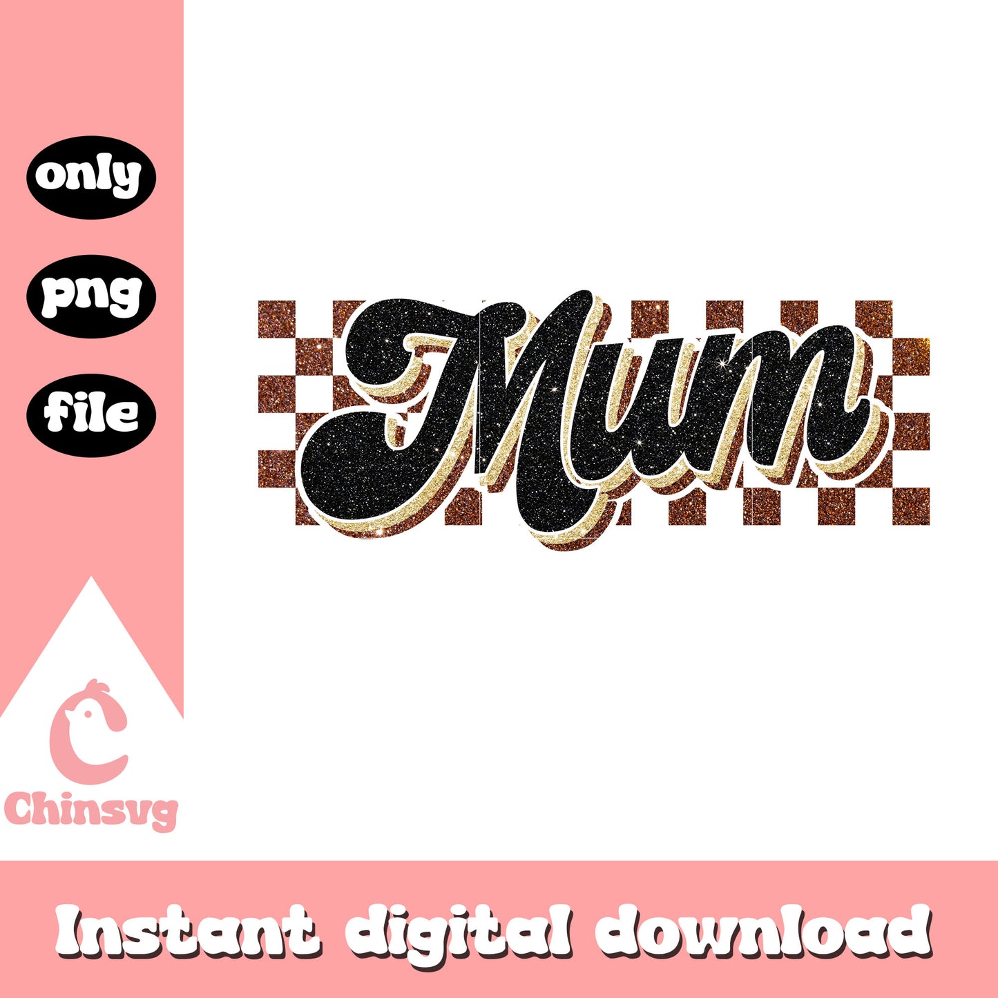 Checked pattern mum logo deisgn png, mama png, logo png