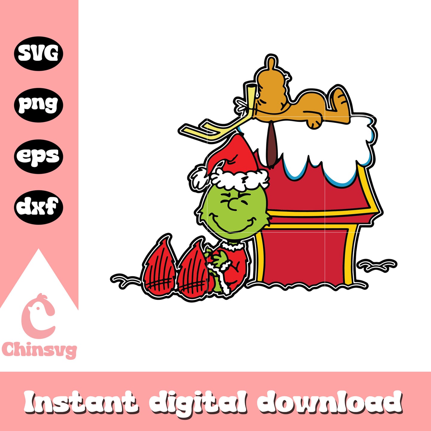 Chibi grinch and max christmas svg, the grinch and the dog svg