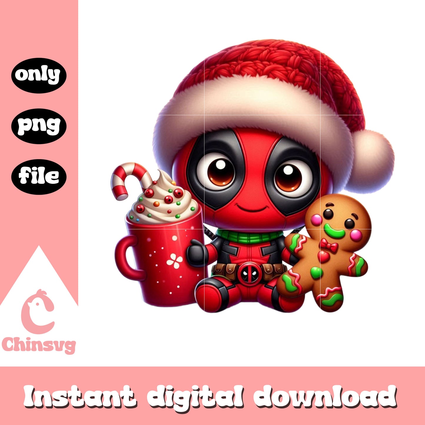 Chibi deadpool christmas gingerbread png, deadpool png