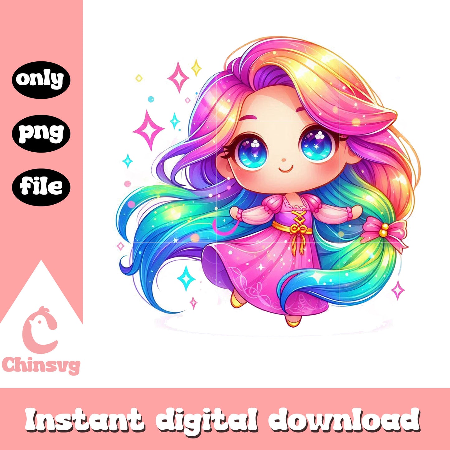 Chibi disney rapunzel watercolor splash clipart png, rapunzel png