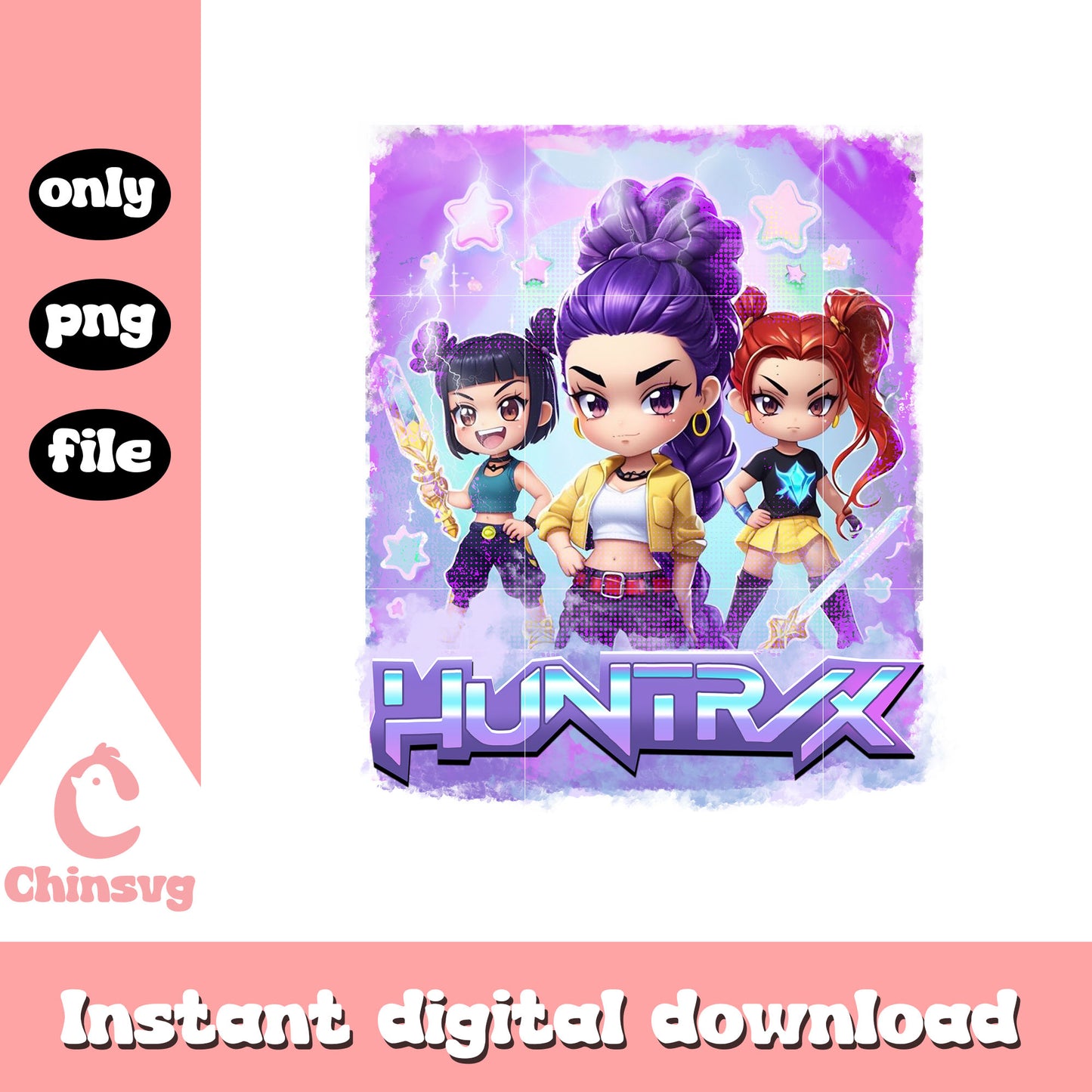 Chibi kpop huntrix perform graphic png, christmas ornaments png