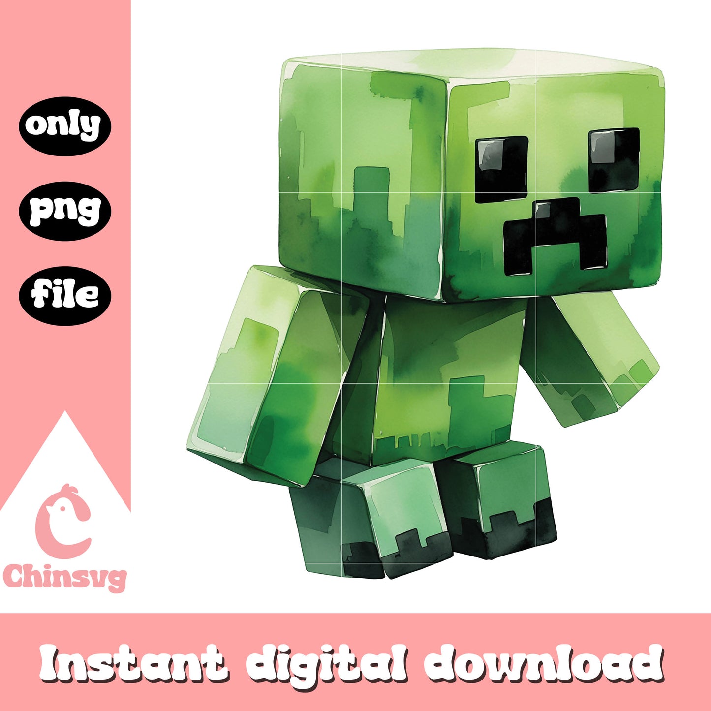 Chibi minecraft creeper design png, cute creeper png