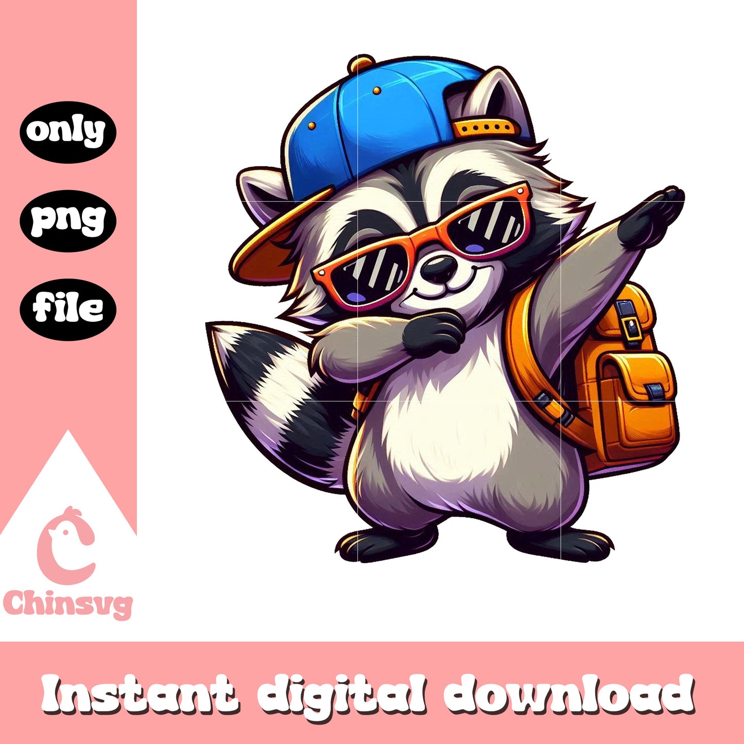 Chibi raccoon dabbing back to school png, raccoon cartoon png