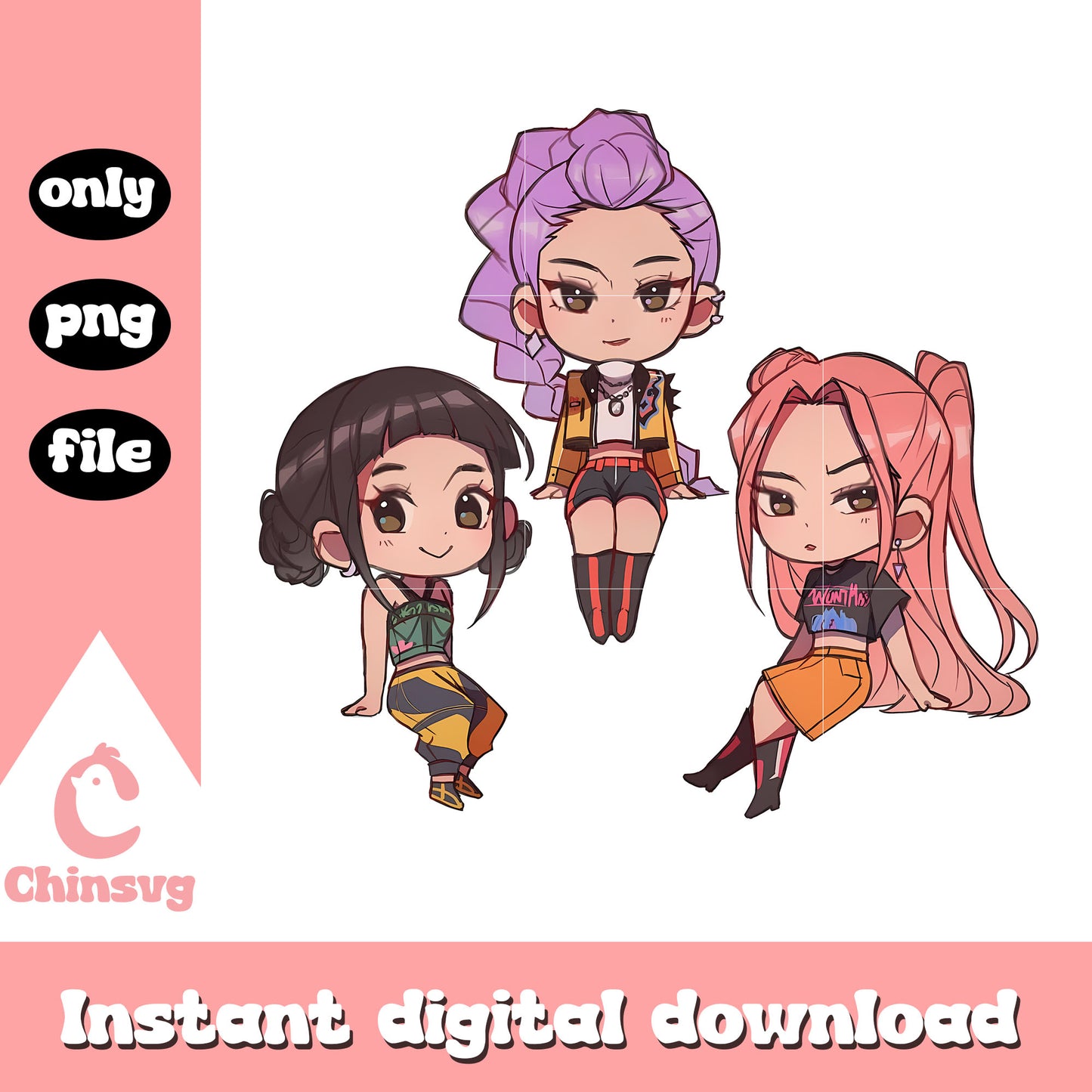 Chibi rumi and friends huntrix png, netflix anime png, huntrix png
