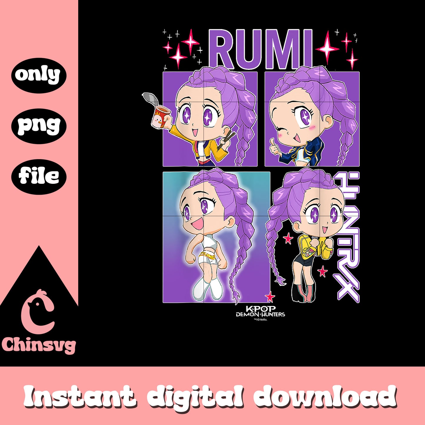 Chibi rumi huntrix member png, kpop hunter rumi png