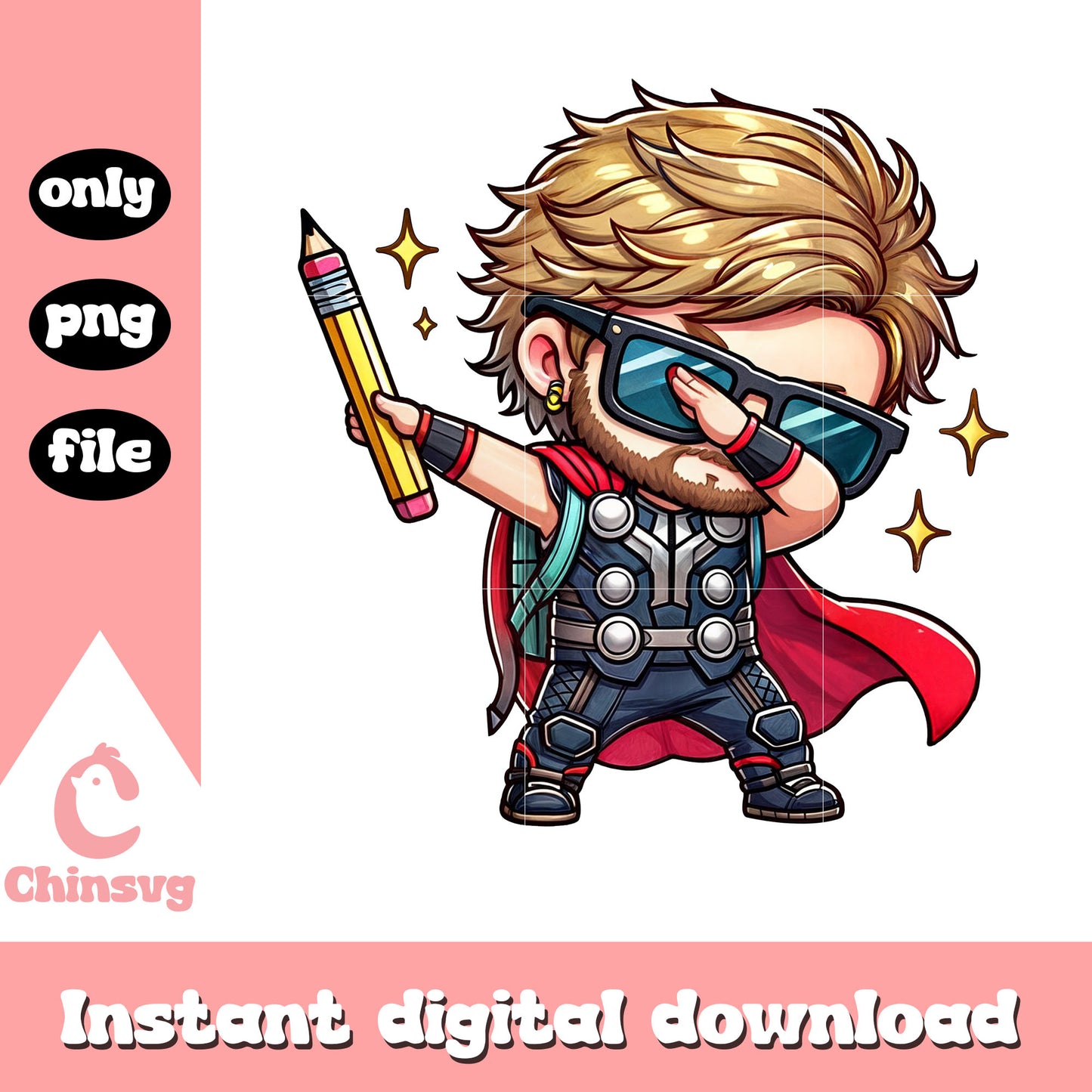 Chibi thor dabbing back to school design png, thor png