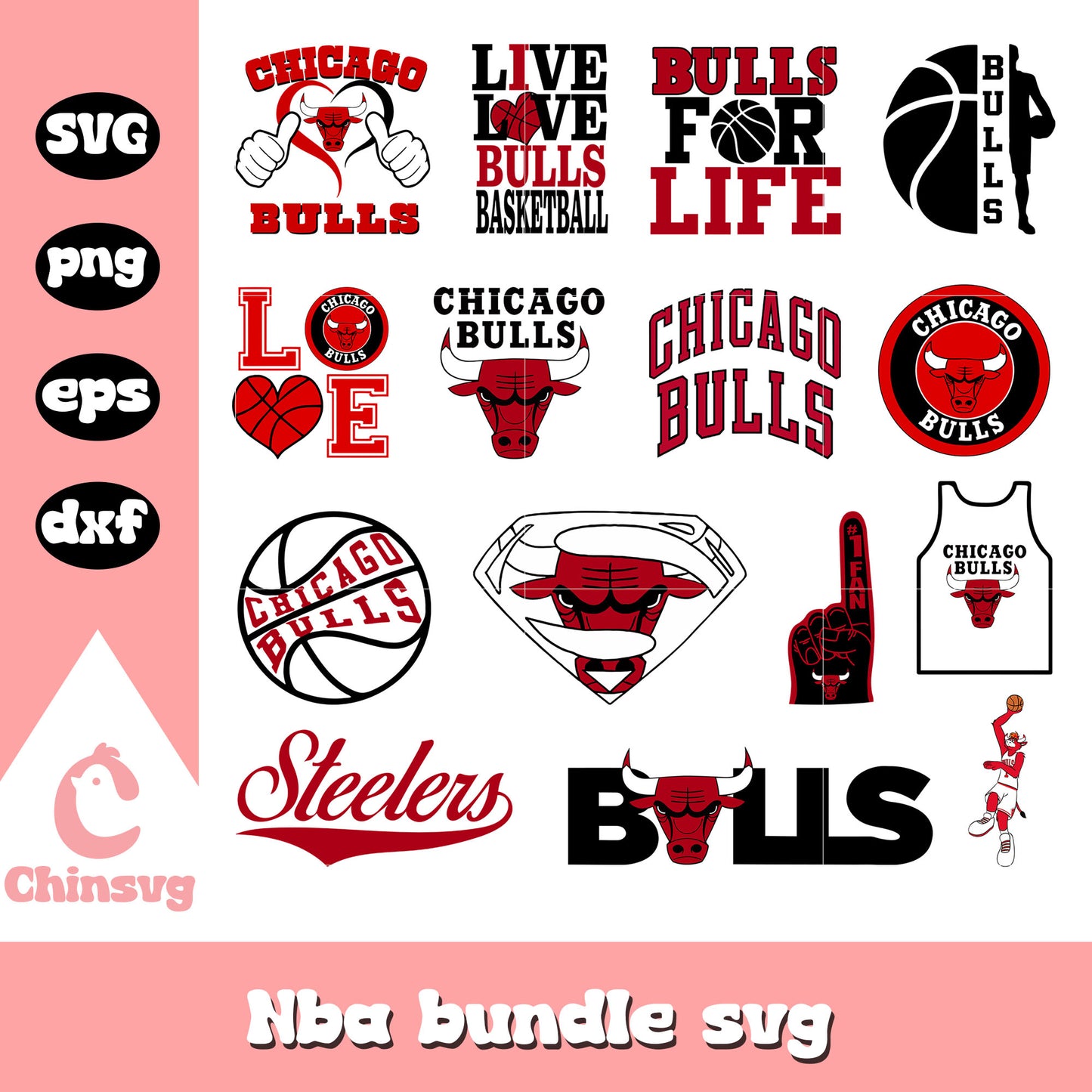 Chicago bulls nba bundle design svg, chicago bulls logo svg