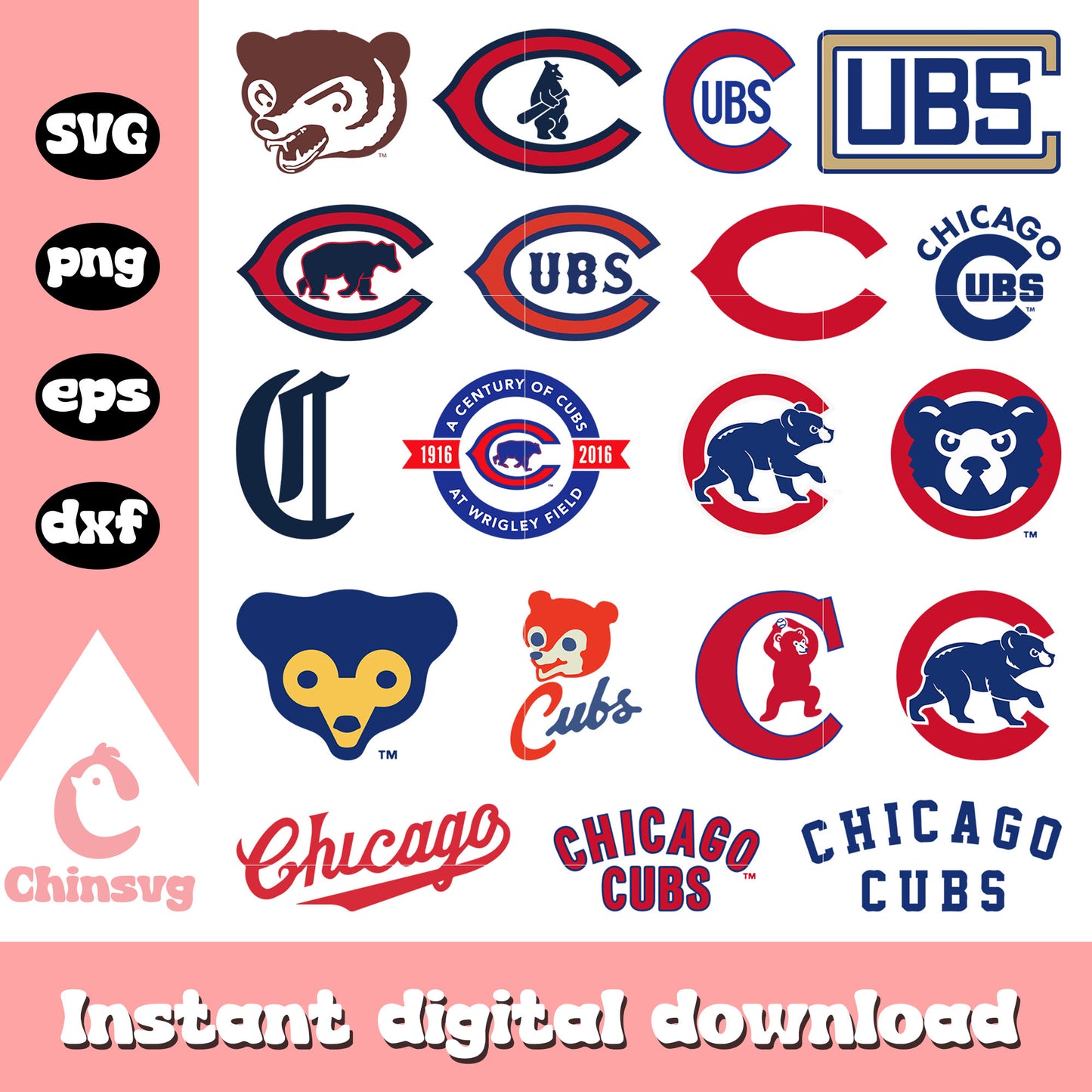 Chicago cubs logo design bundle svg, chicago cubs svg, baseball svg