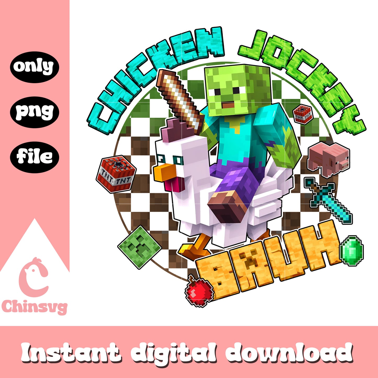 Chicken jockey bauh design png, chicken jockey minecraft png