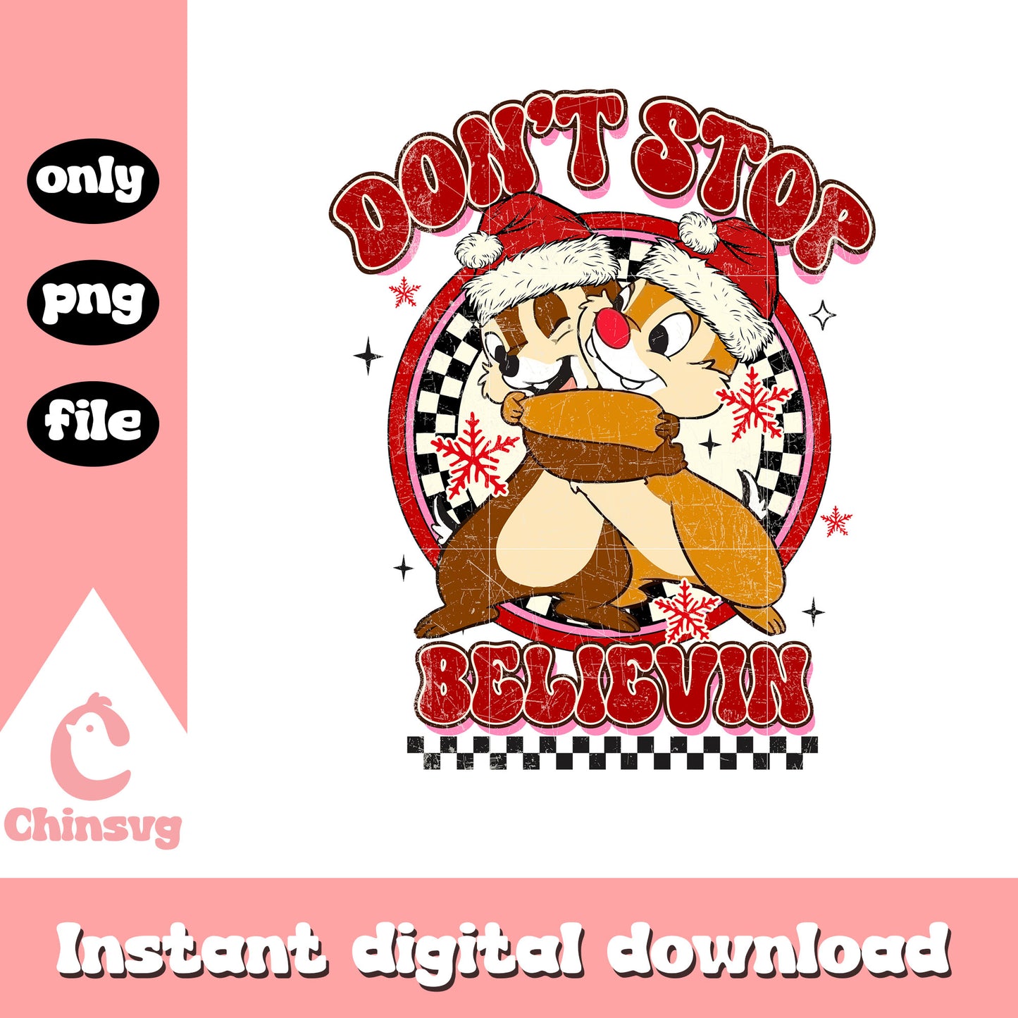 Chip and dale santa don't stop believin png, chip and dale christmas png