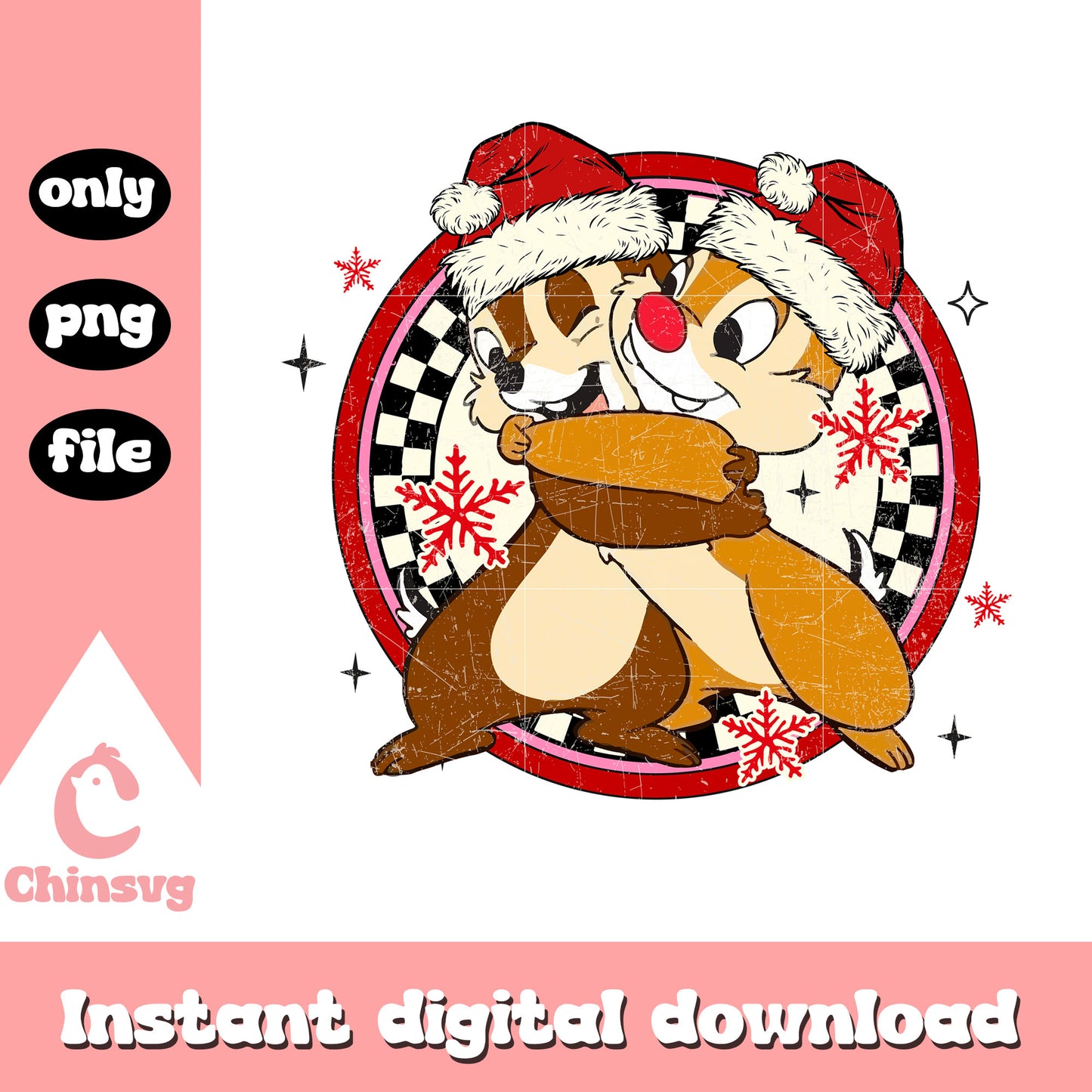 Chip and dale santa hat png, disney christmas png, chip and dale cartoon