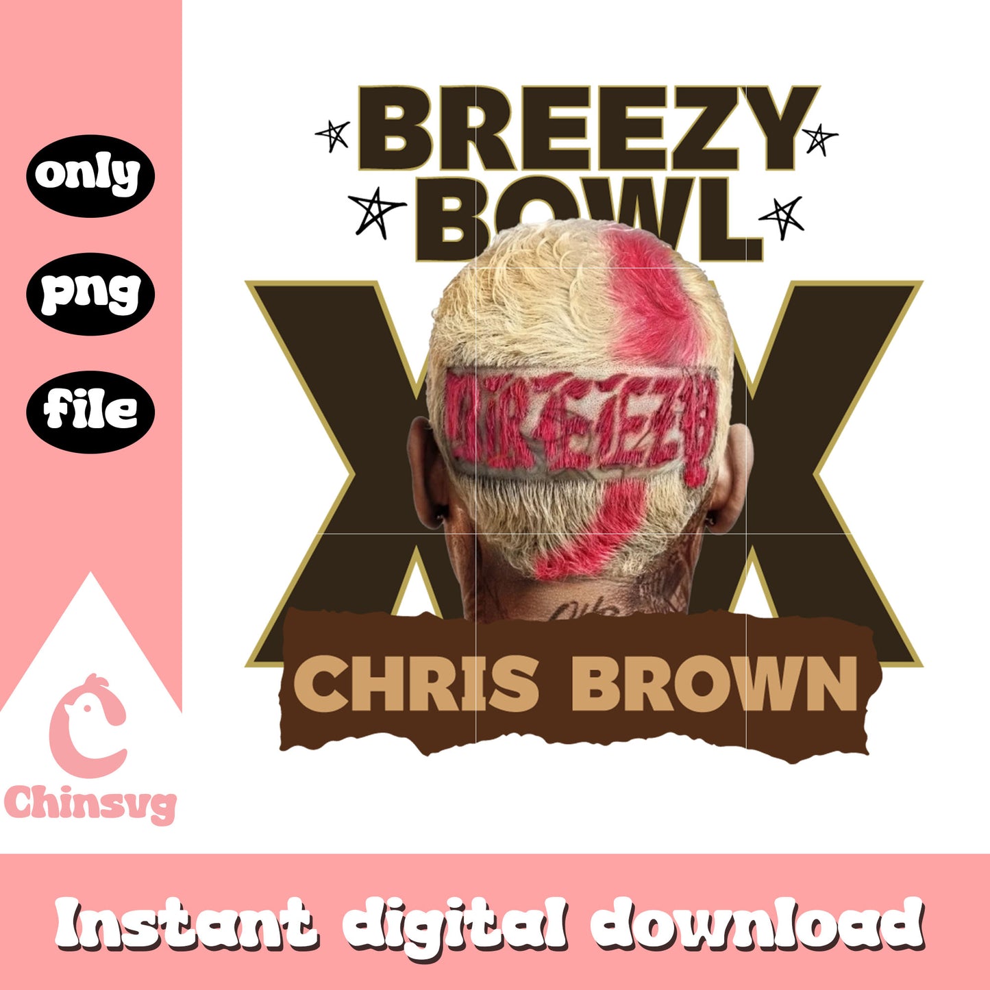 Chris brown head xx design png, chris brown 2025 tour png