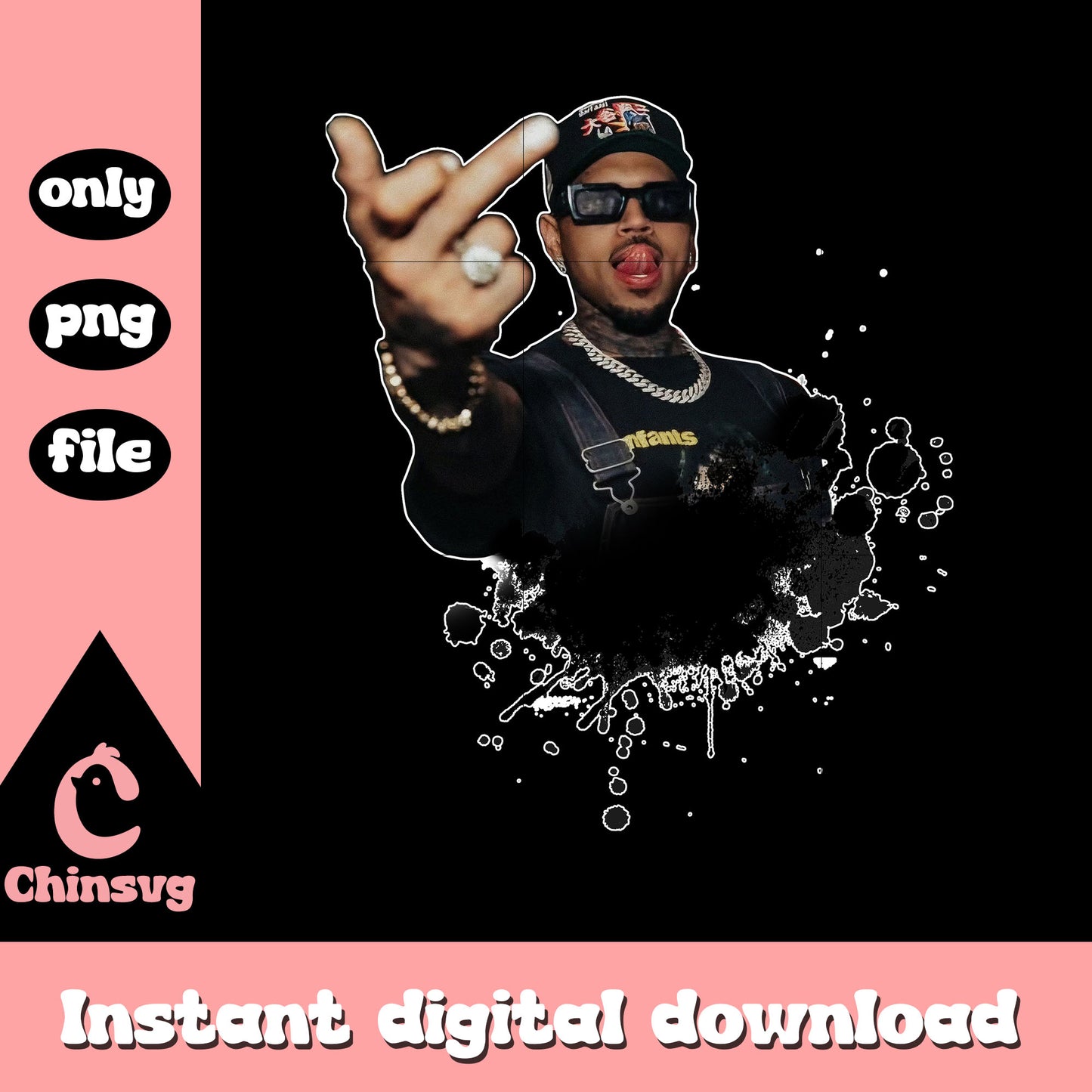 Chris brown middle finger ink drops png, chris brown tour png