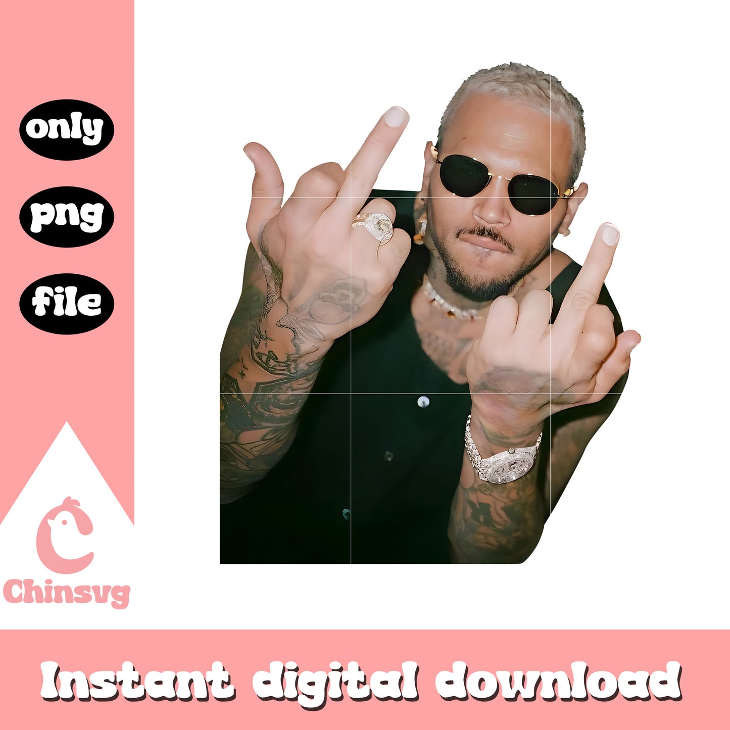 Chris brown middle fingers design png, chris brown concert png