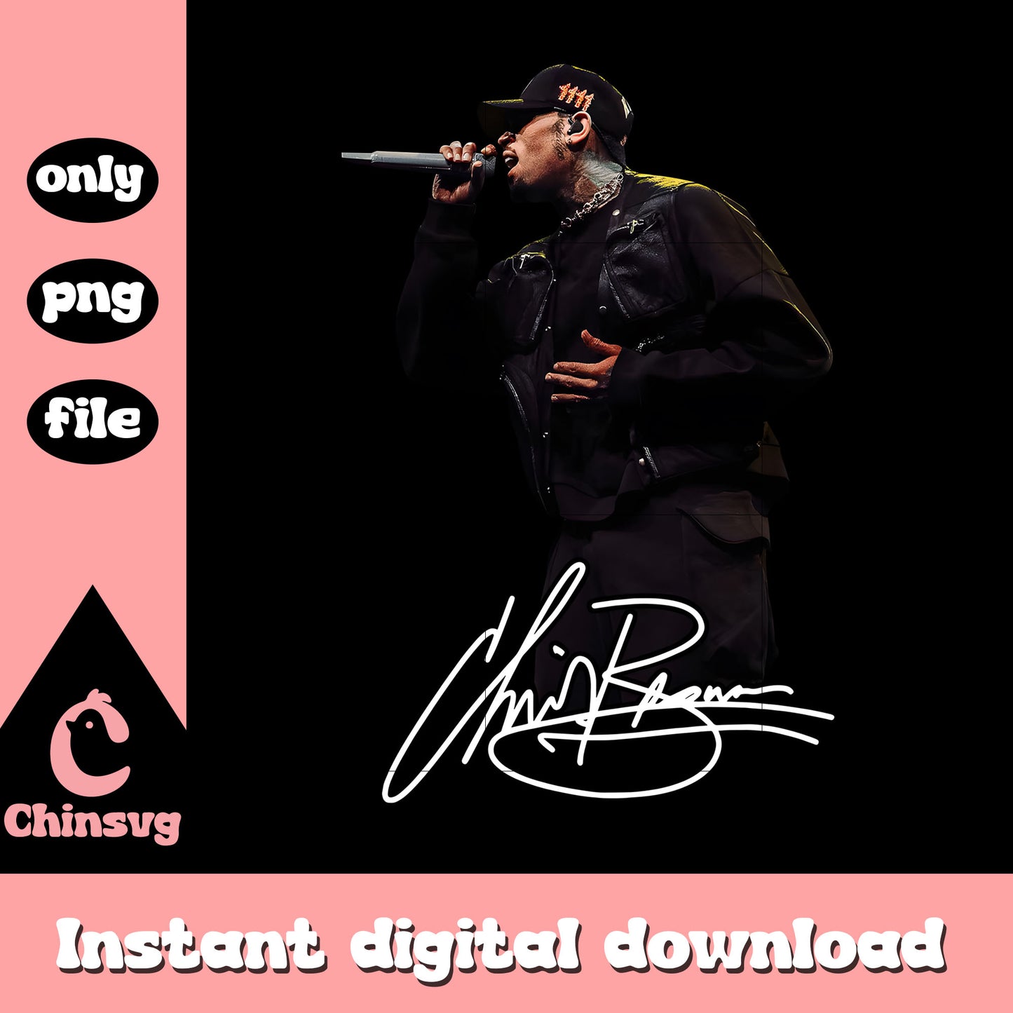 Chris brown signature design png, chris brown concert png