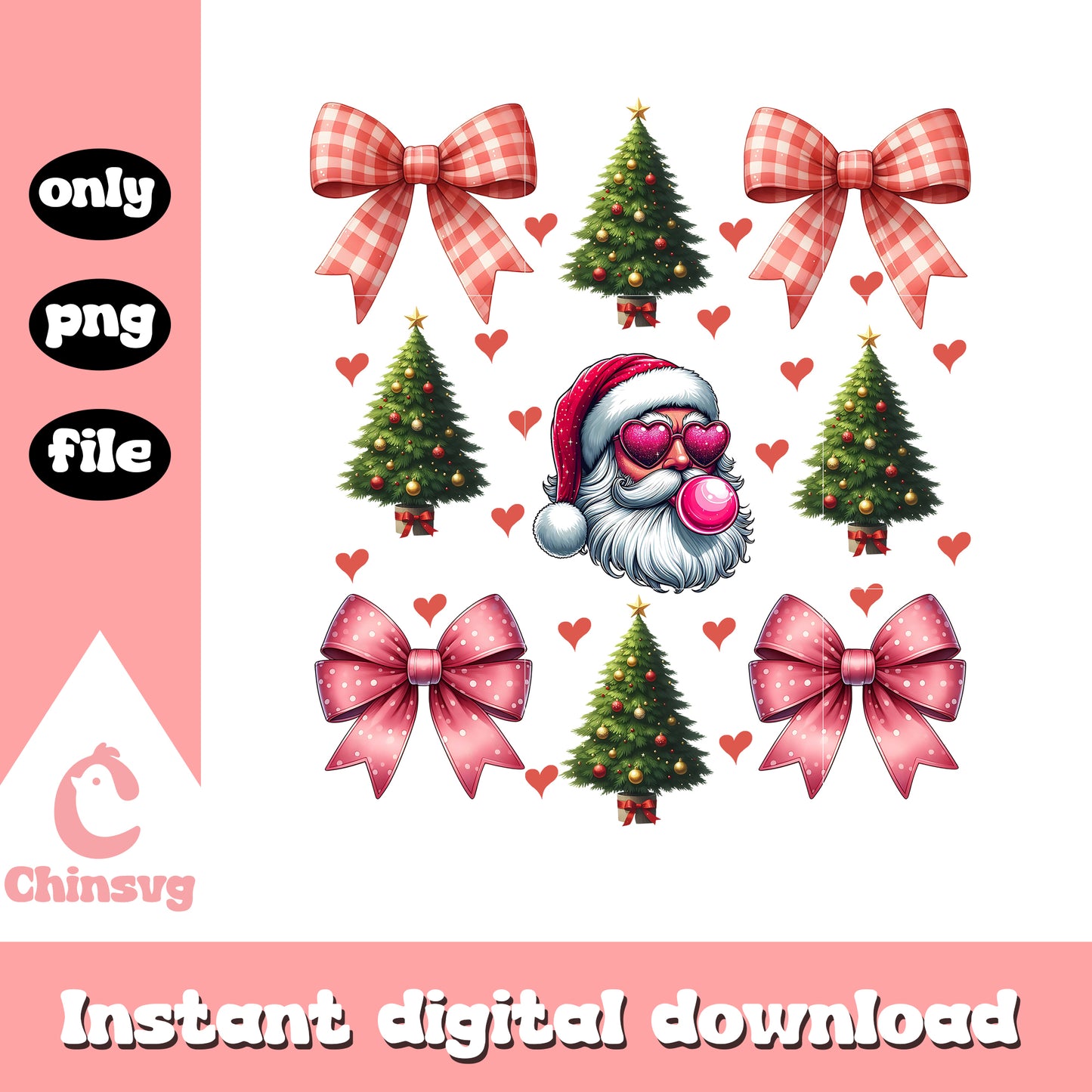 Christmas coquette bow tree png, christmas tree bows png