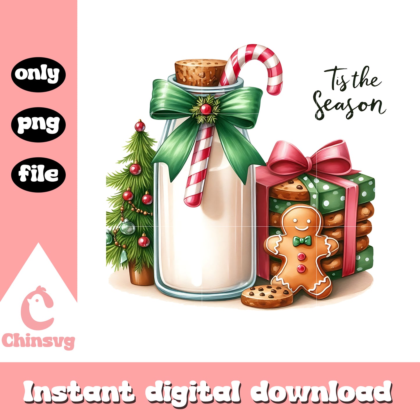 Christmas drink and gingerbread png, christmas tis the season png