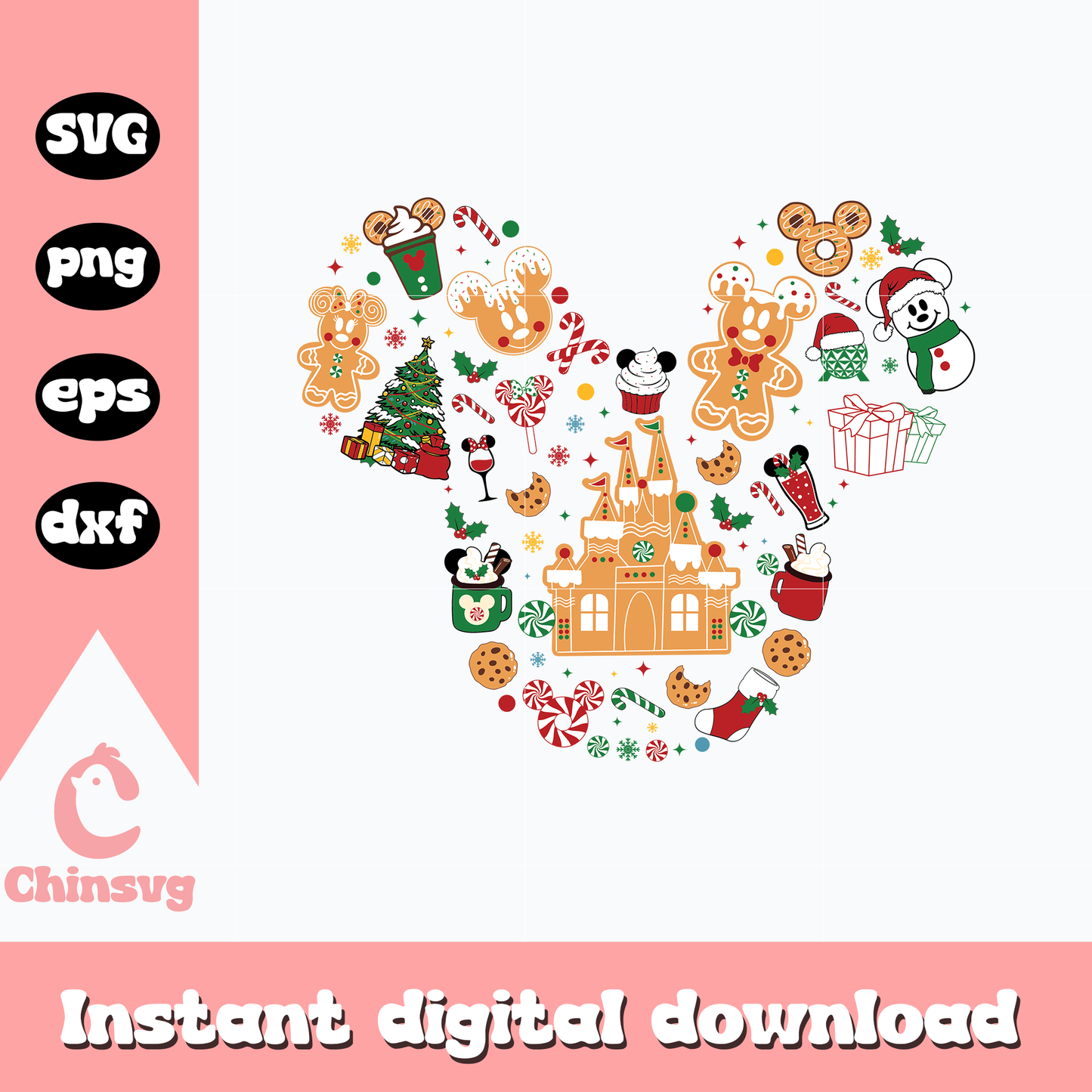Christmas mickey head svg, christmas mickey mouse svg