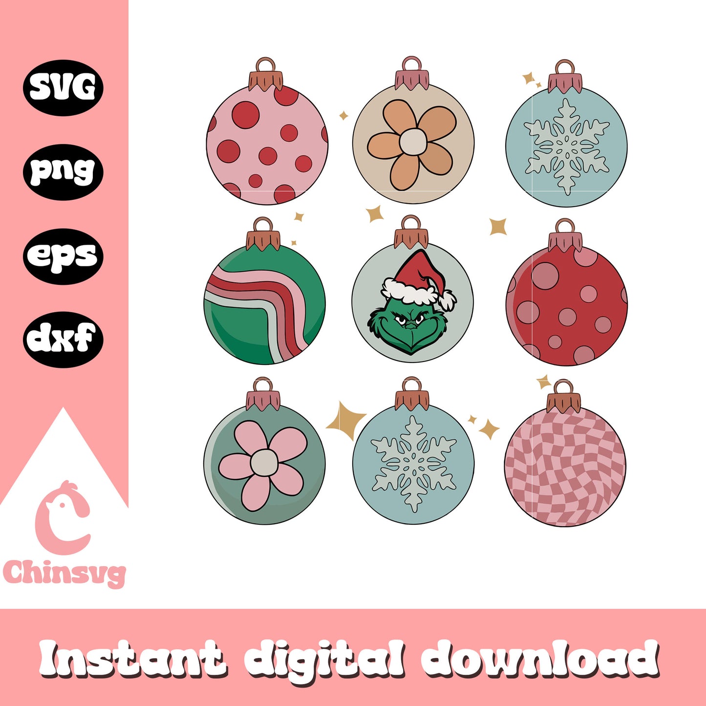 Christmas ornaments the grinch svg, christmas ornaments svg