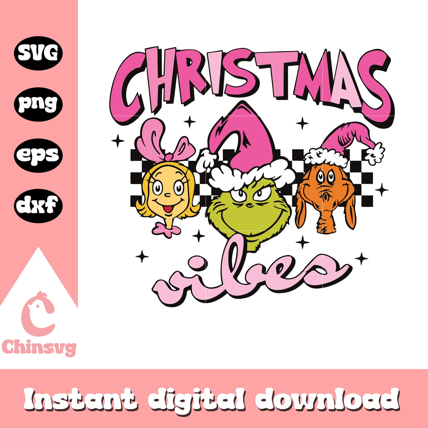 Christmas vibes grinch and friends svg, grinch cindy lou and max svg