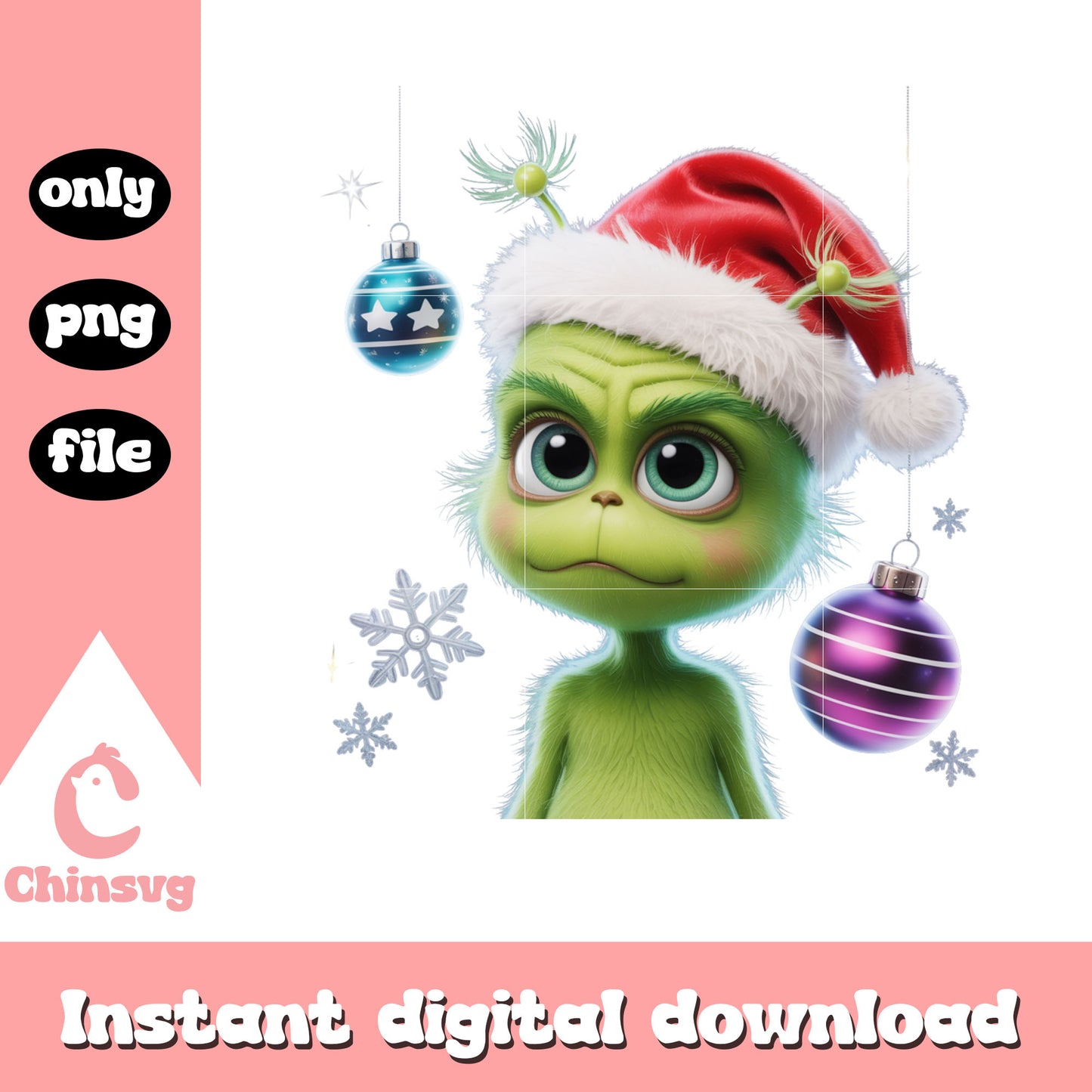 Christmas balls grinch in winter png, christmas grinch art png