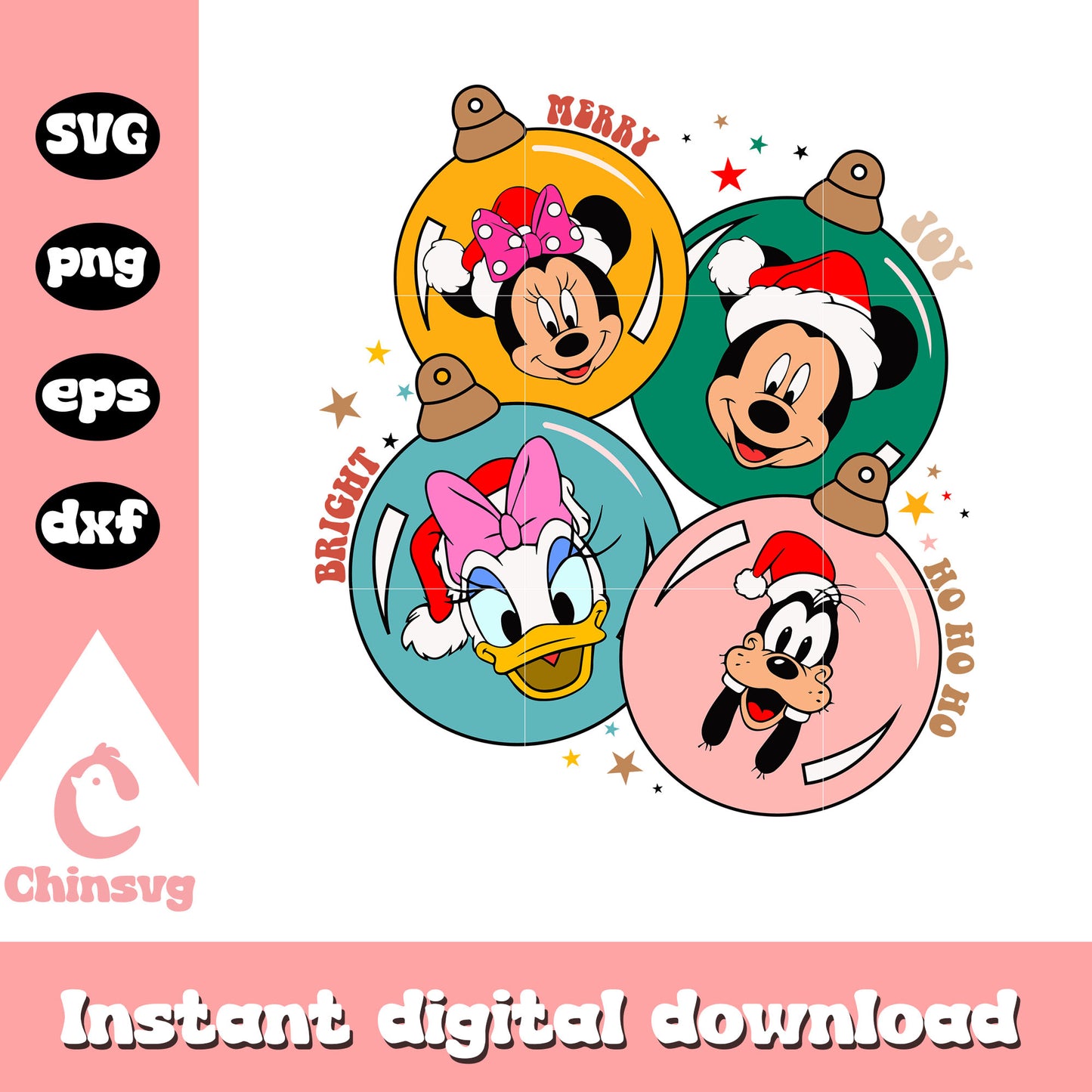Christmas bauble mickey and friends svg, christmas ornaments svg