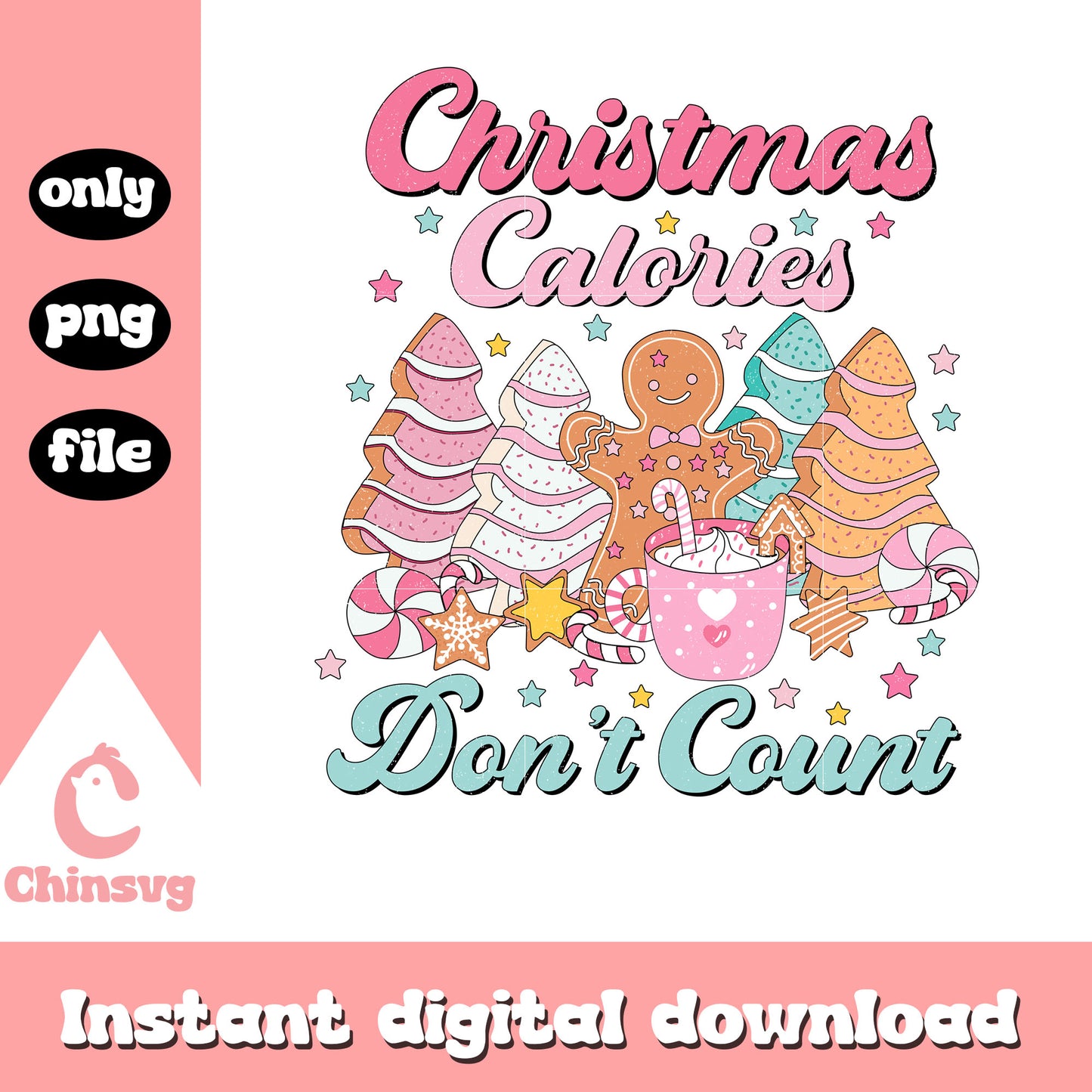 Christmas calories don't count quote png, christmas tree cakes png