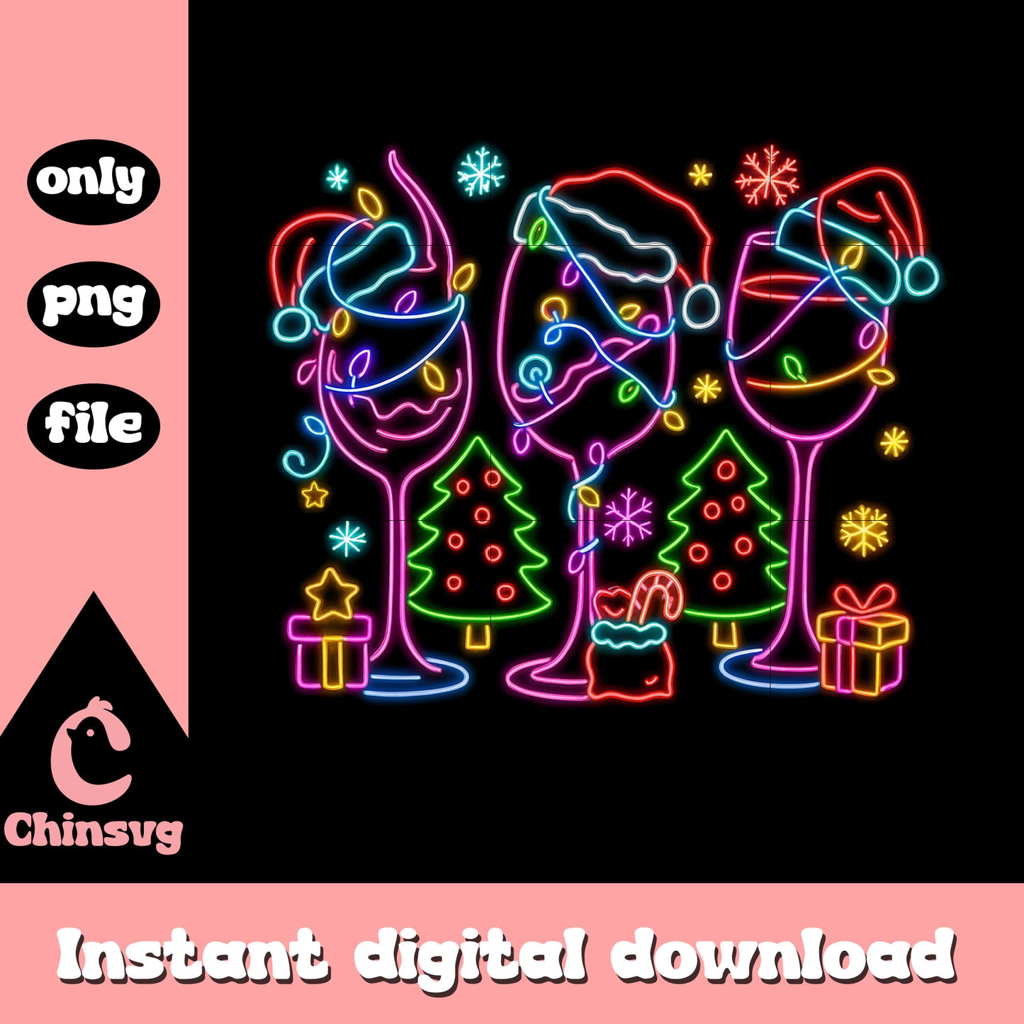Christmas cups ornaments neon png, christmas ideas png
