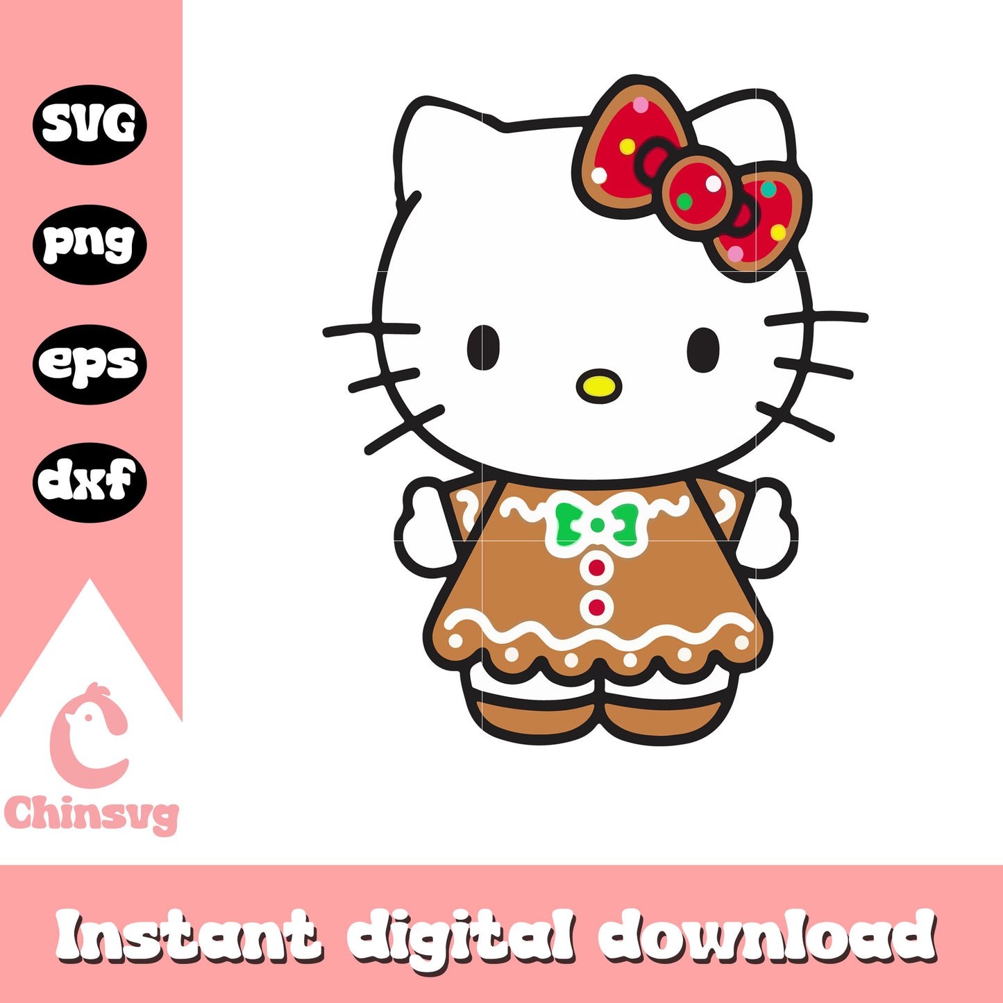 Christmas hello kitty gingerbread svg, hello kitty christmas svg