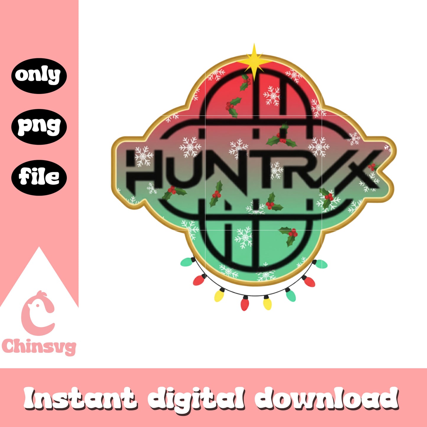 Christmas lights huntrix logo decor png, huntrix band png