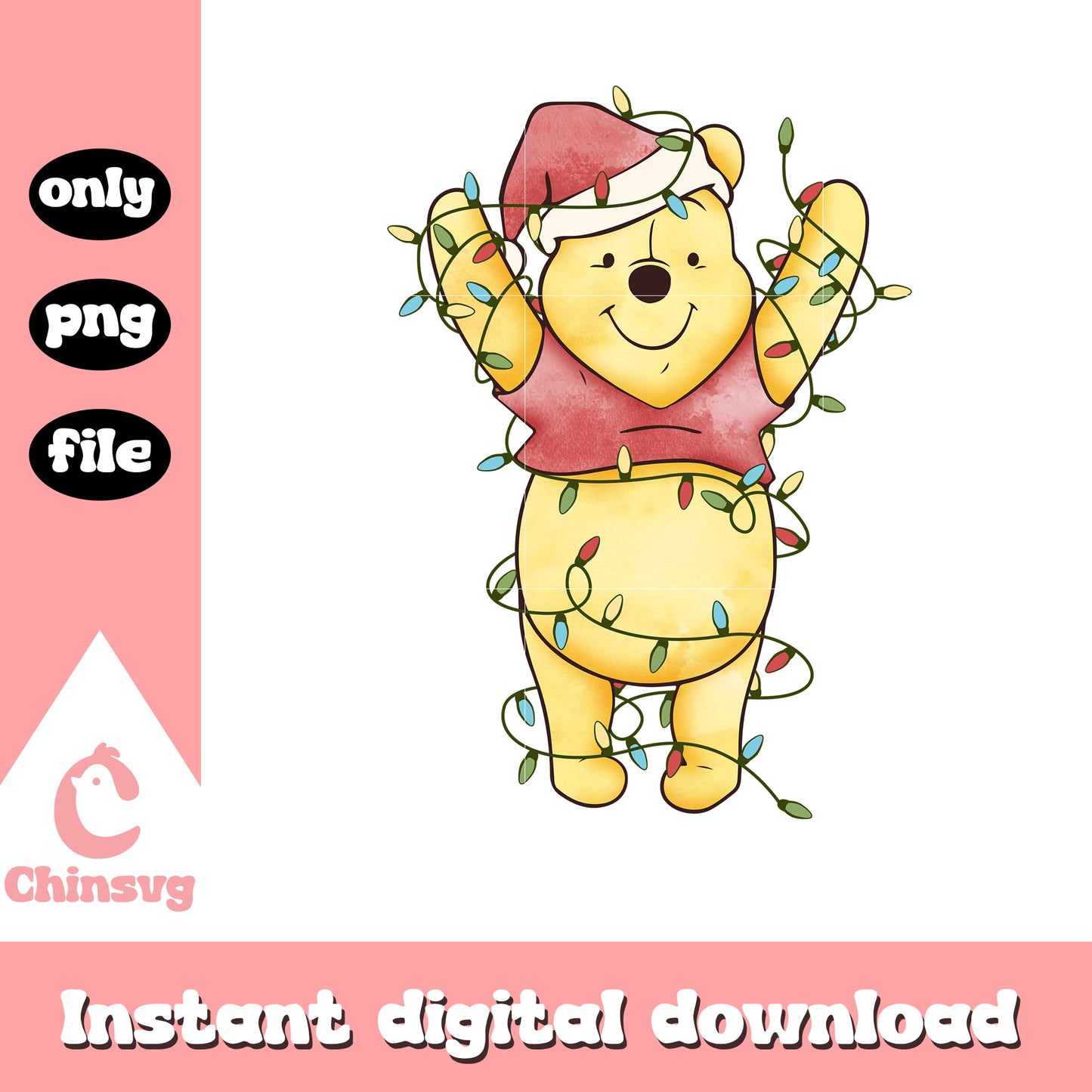 Christmas lights winnie the pooh png, disney christmas decorations png