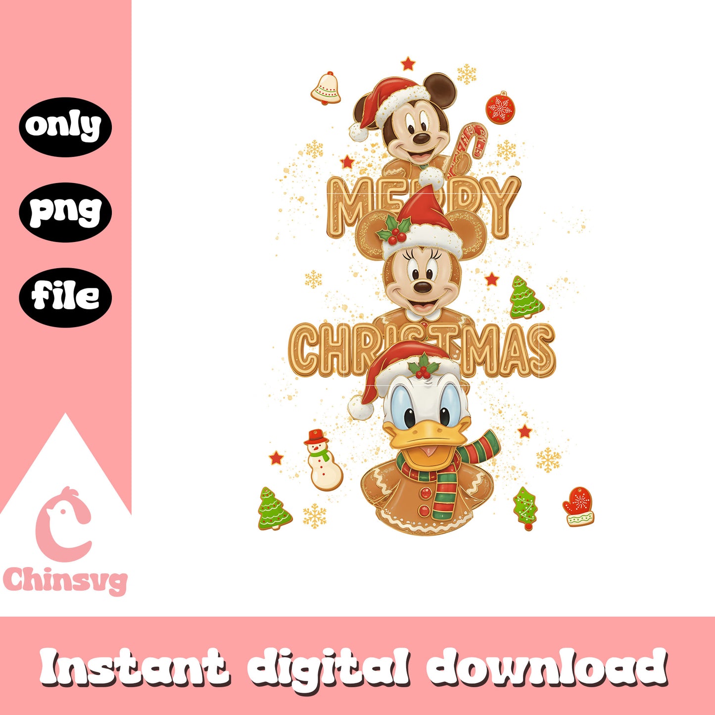Christmas mickey gingerbread design png, disney christmas party png