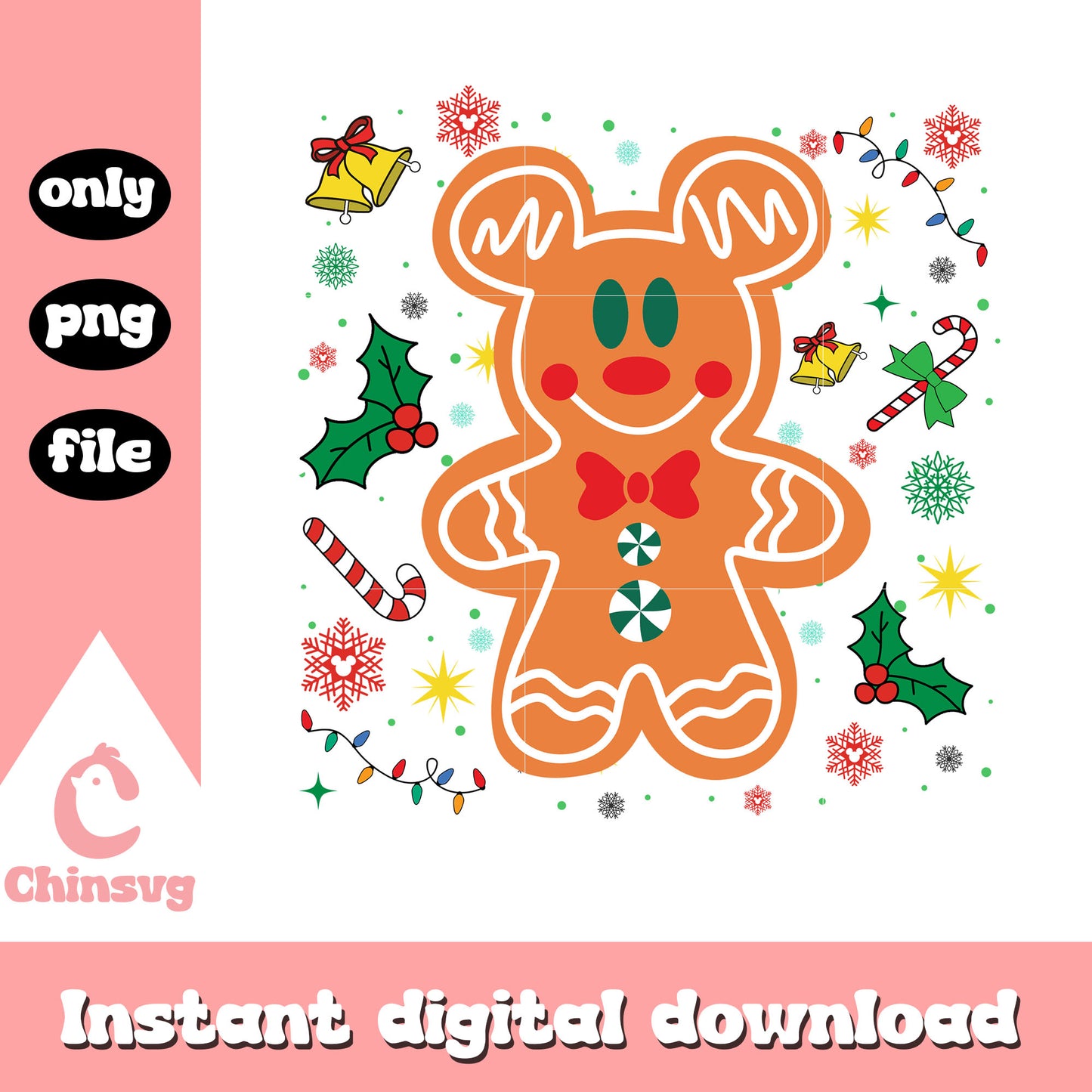 Christmas mickey gingerbread png, mickey mouse png