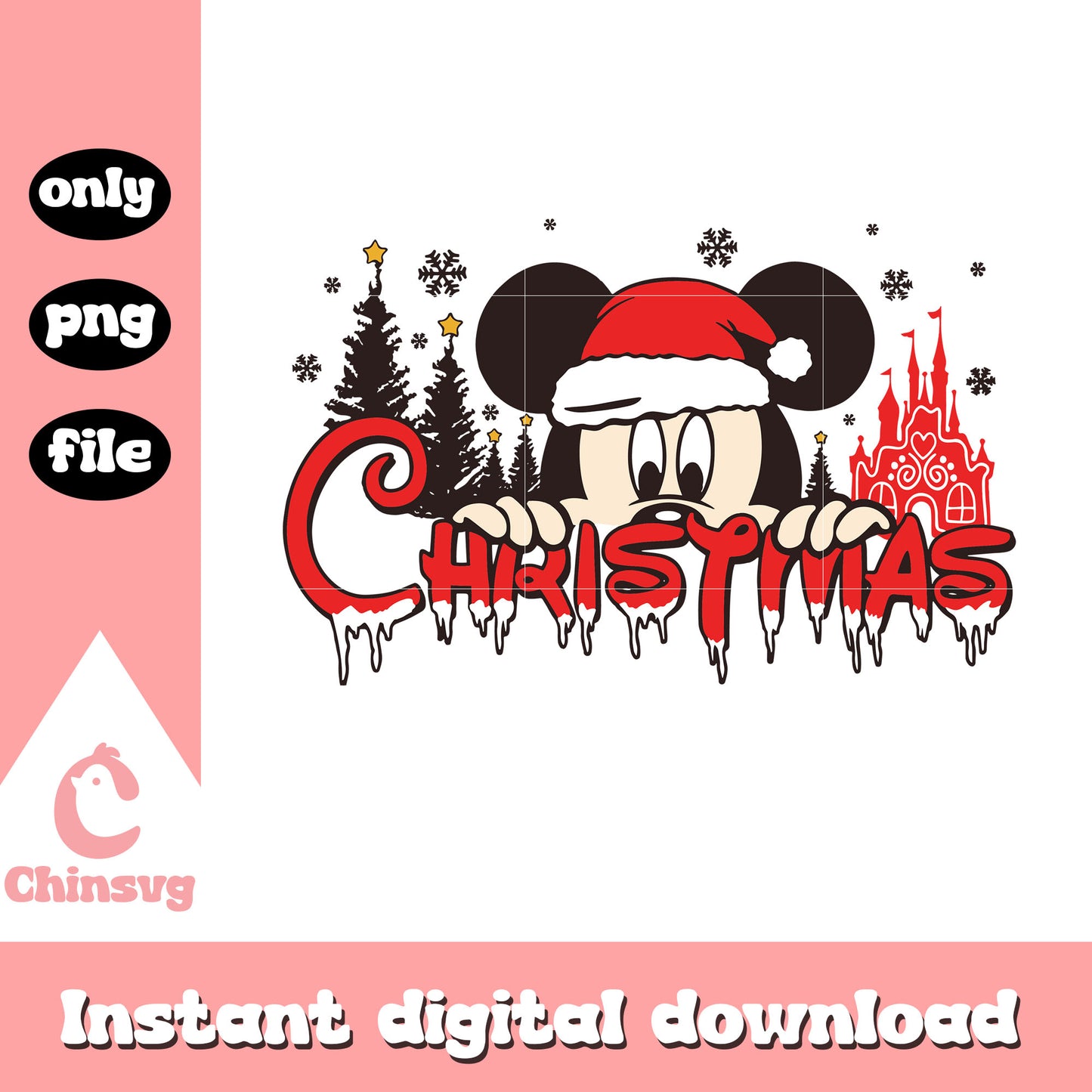 Christmas mickey mouse design png, mickey christmas png