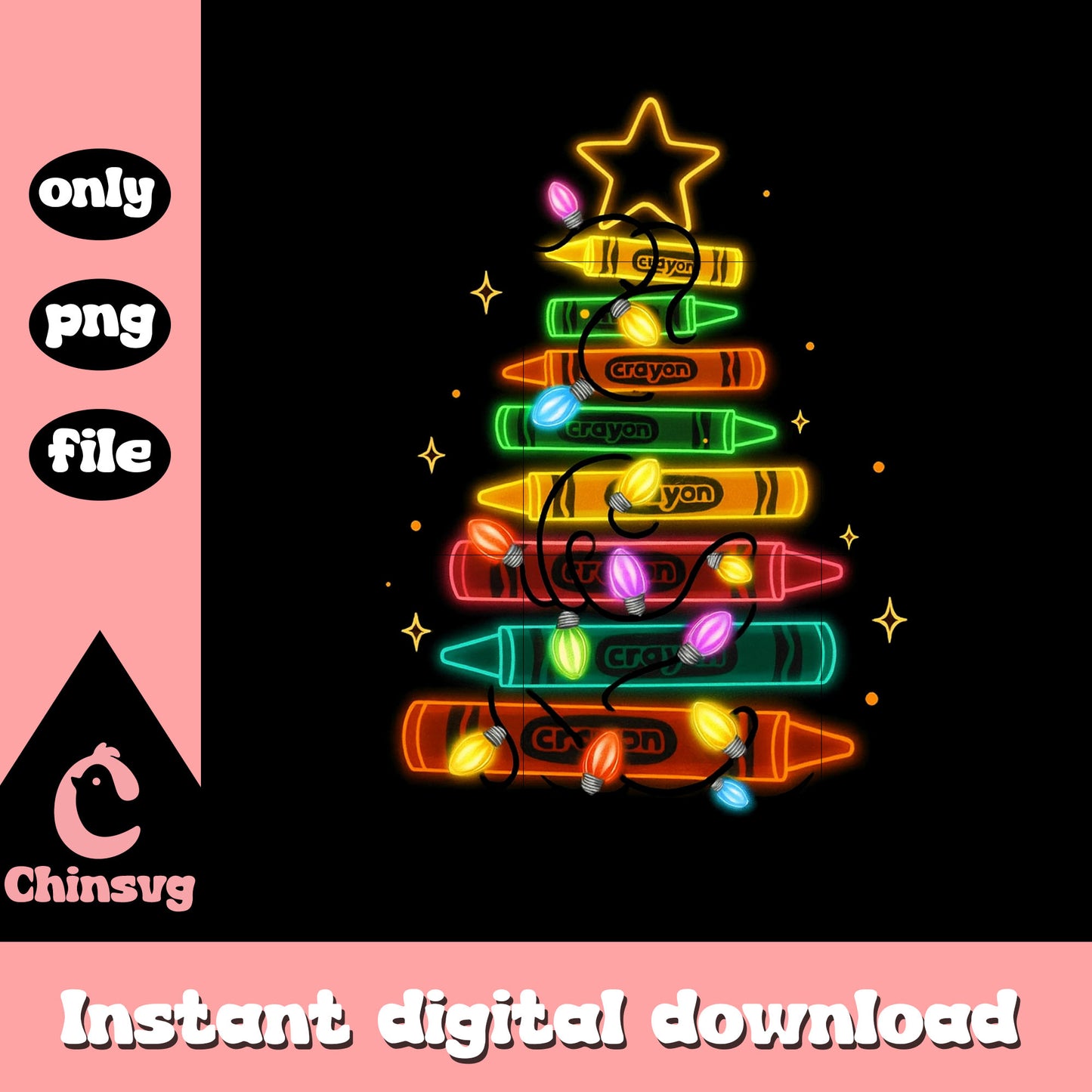 Christmas pencil star tree neon png, christmas decoration png