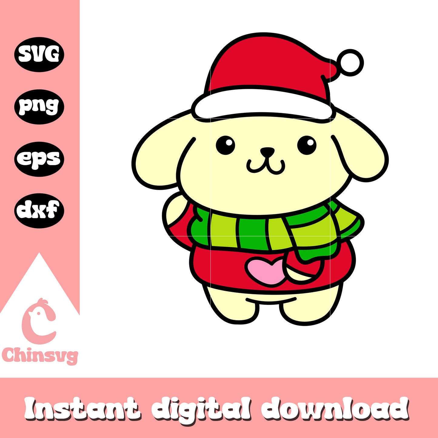 Christmas pompompurin santa hat svg, pompompurin svg, christmas svg