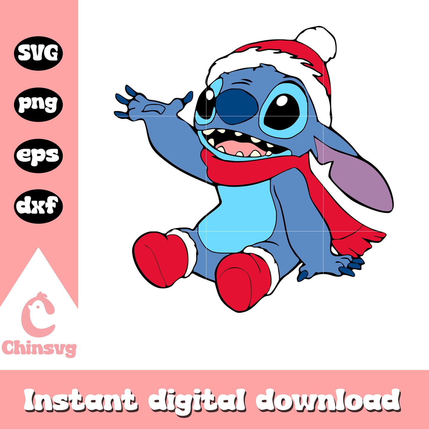 Christmas stitch santa hat svg, merry christmas stitch svg