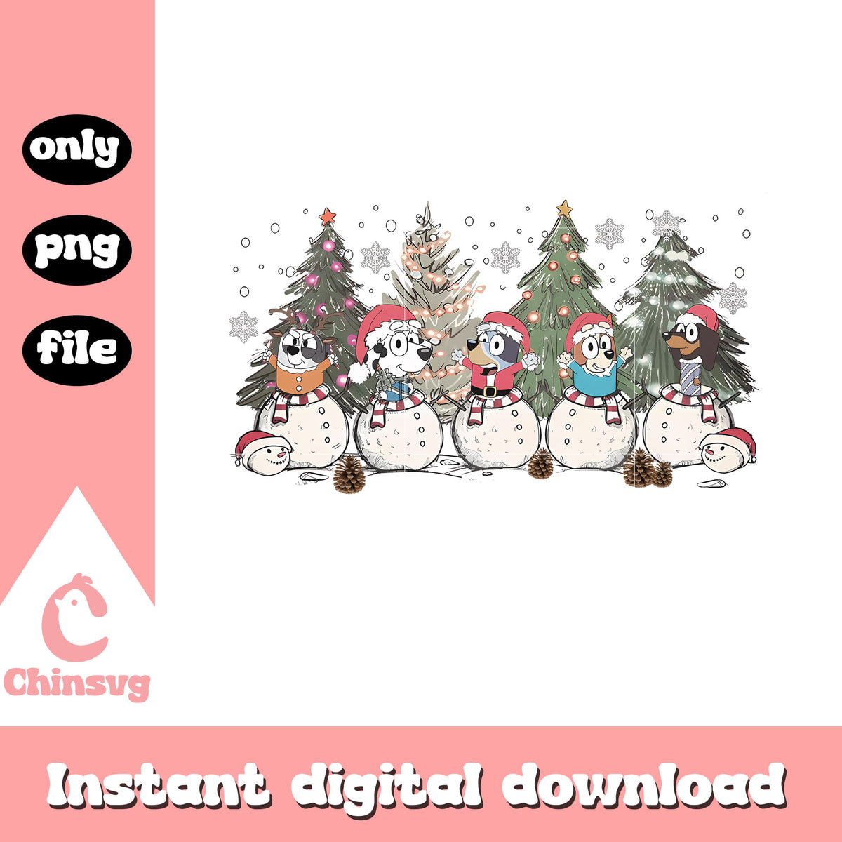 Christmas tree bluey snowman design png, bluey christmas tree png