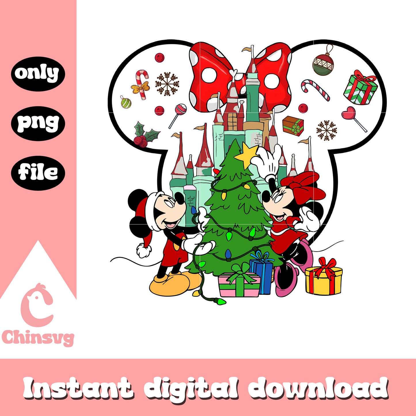 Christmas tree disney minnie ear png, minnie mouse ears png