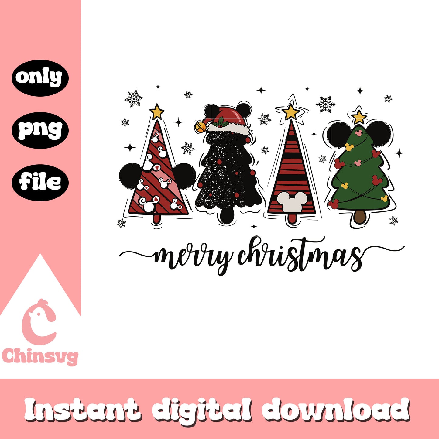 Christmas tree merry christmas png, mickey ears christmas png