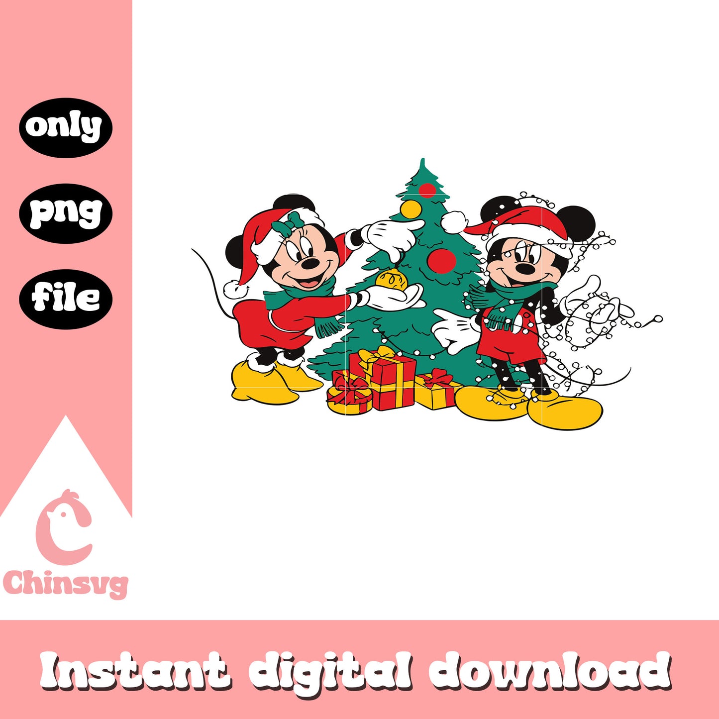 Christmas tree mickey and minnie design png, mickey christmas tree png