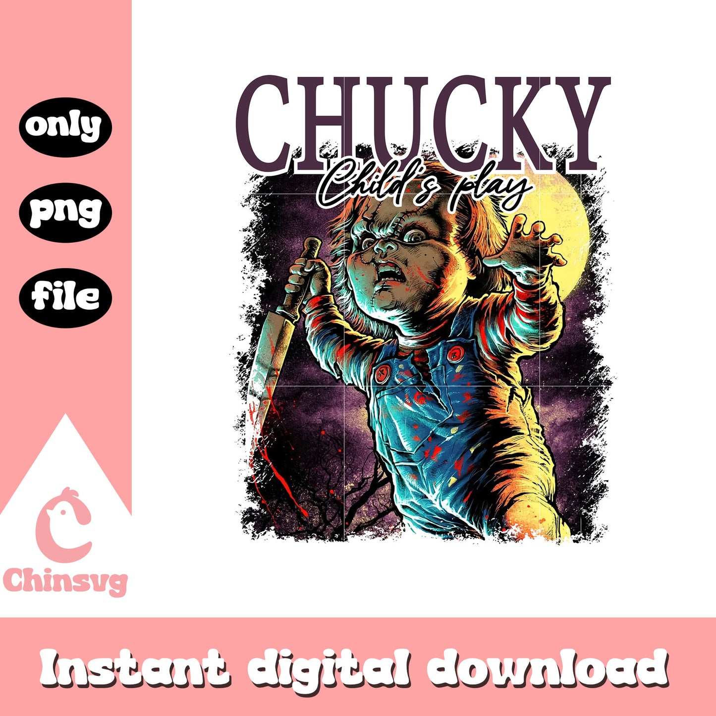 Chucky child's play poster png, chucky creepy child png