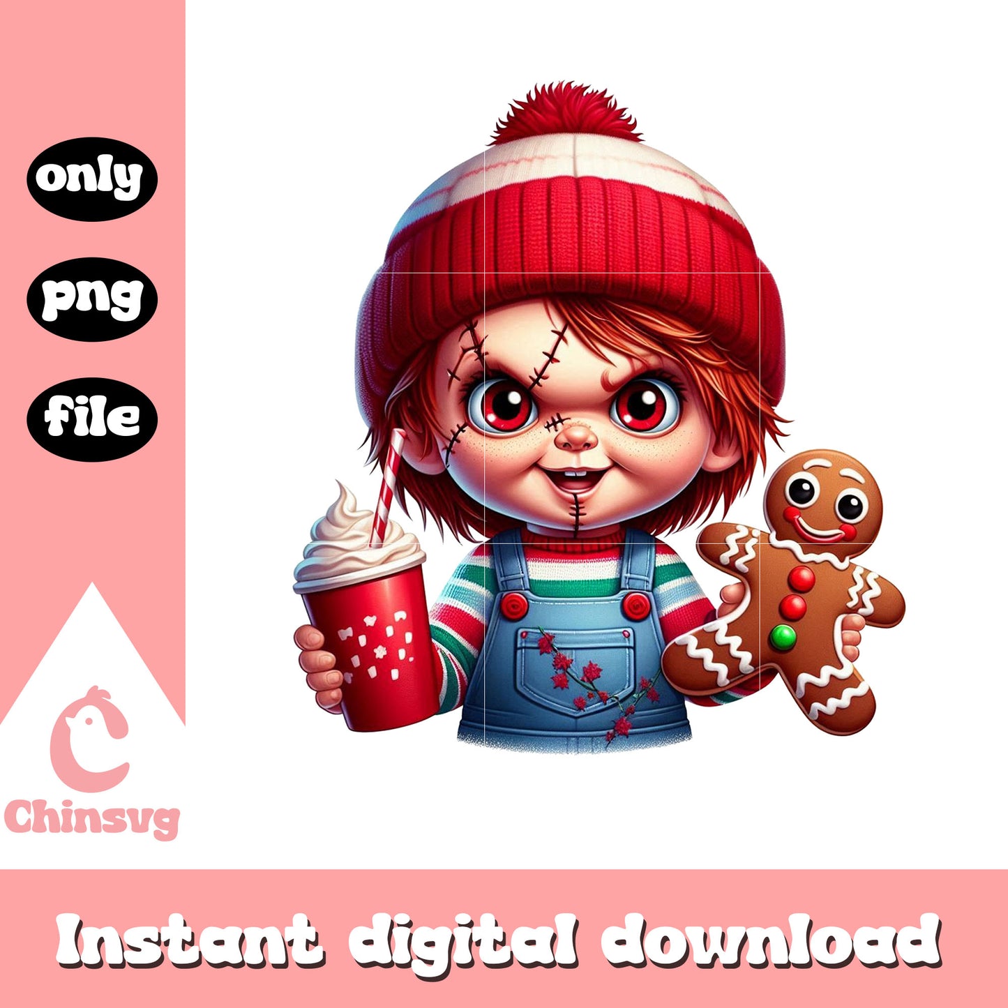 Chucky cozy christmas gingerbread png, chucky character png