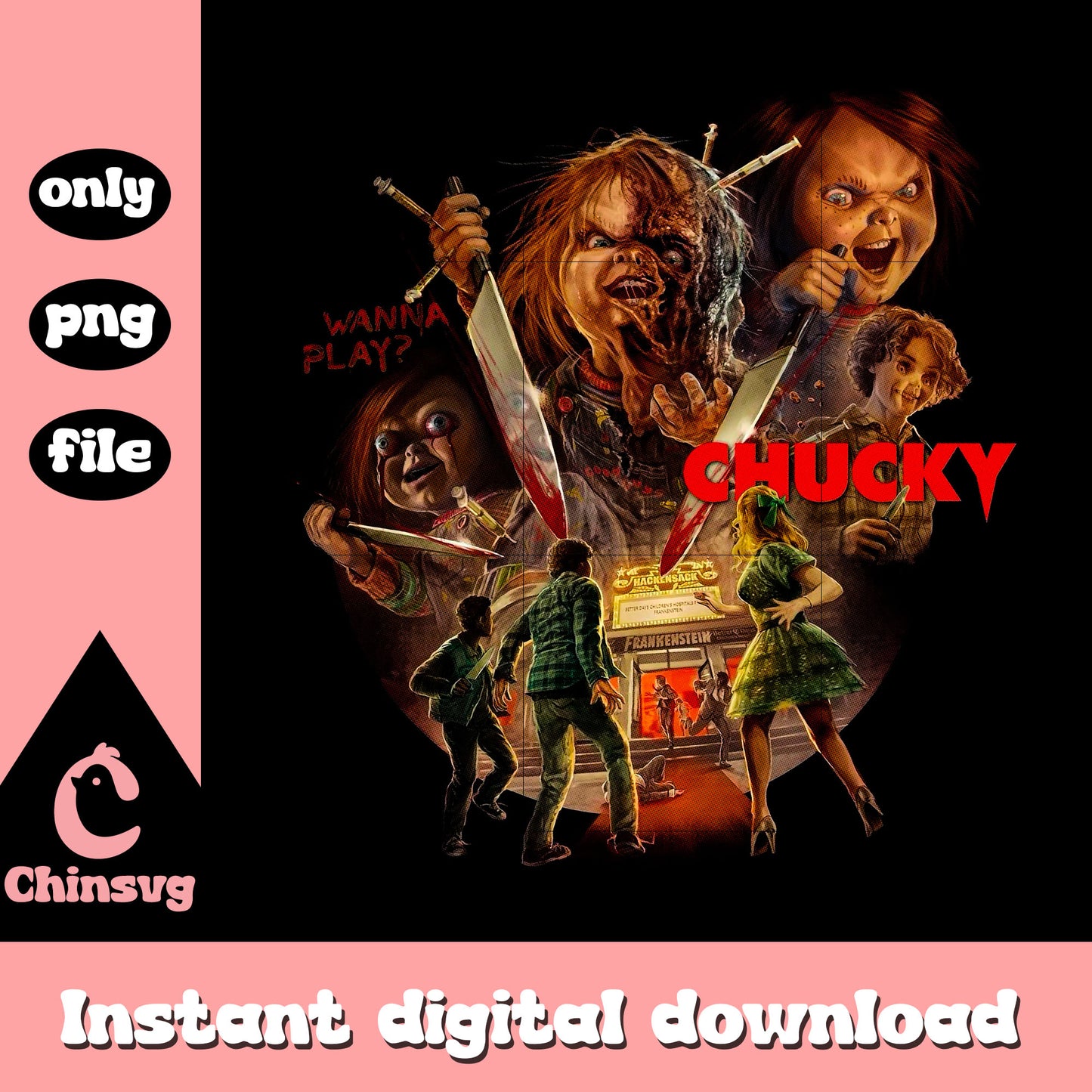Chucky wanna play png, horror characters png, movie png