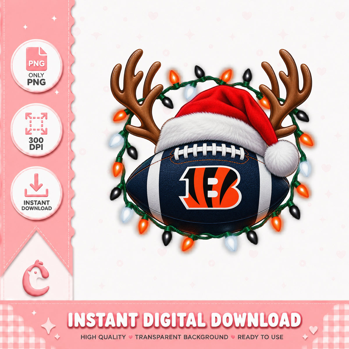 Cincinnati Bengals Christmas PNG, Football Reindeer, Holiday NFL PNG