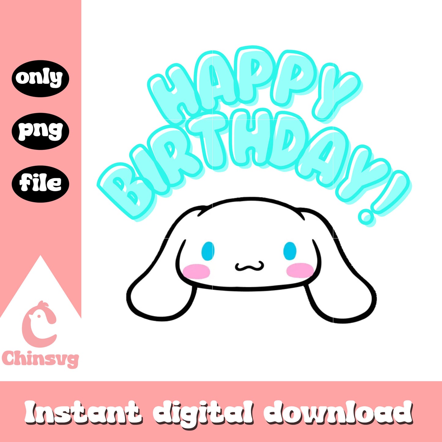 Cinnamoroll happy birthday png, sanrio cinnamoroll png