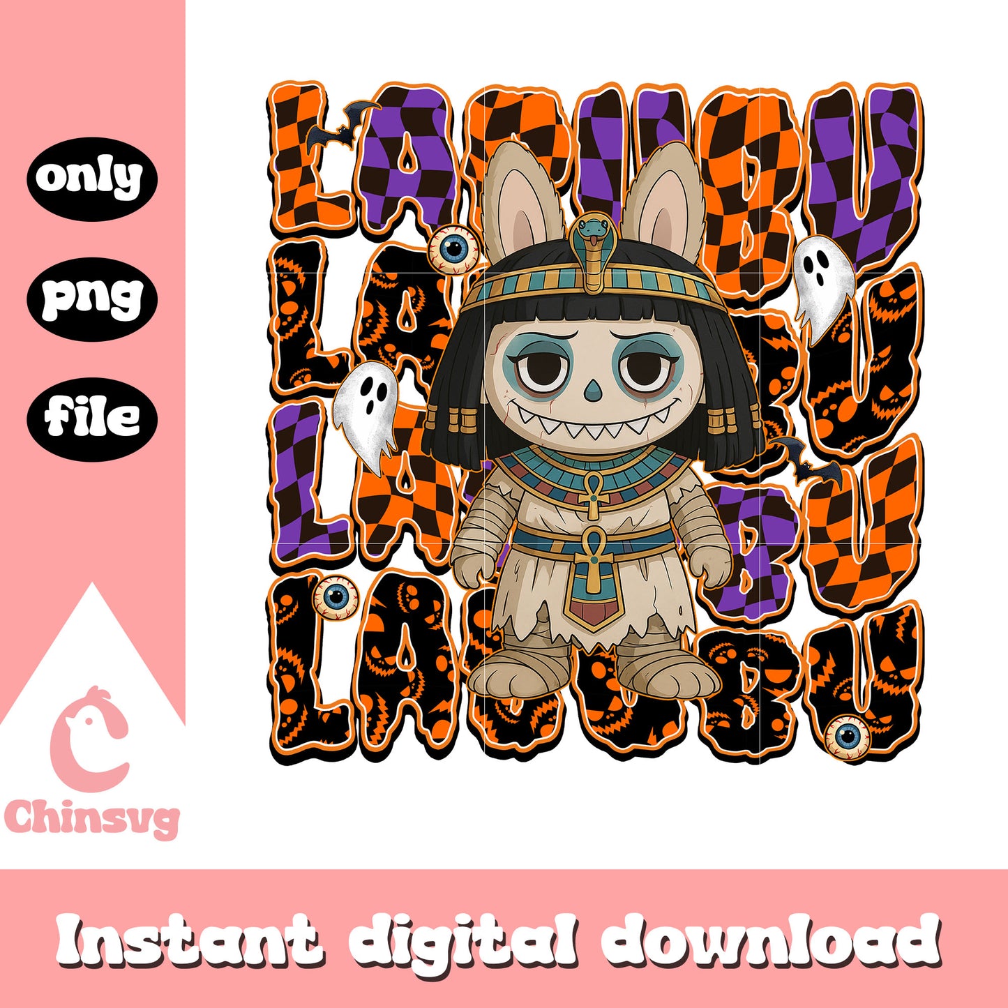 Cleopatra monster labubu doll design png, halloween png