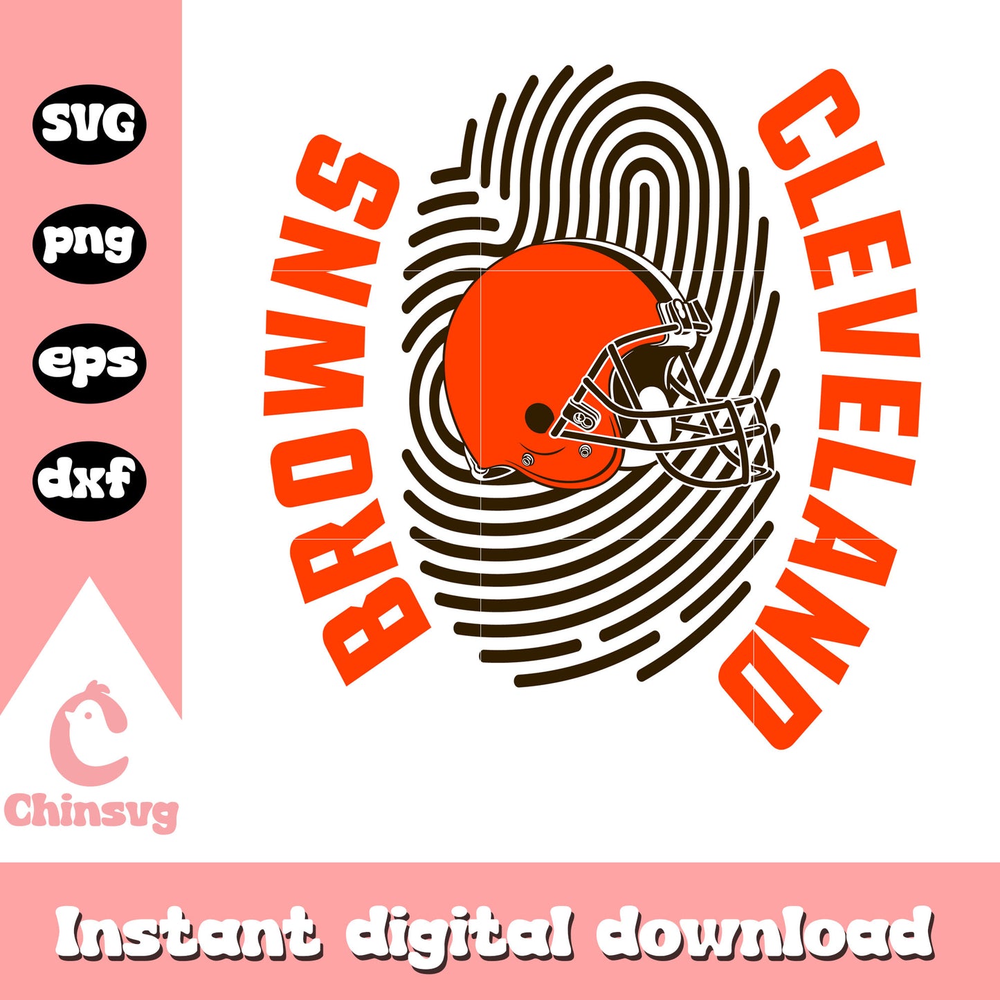 Cleveland browns fingerfrint logo design svg, cleveland browns brownie logo svg